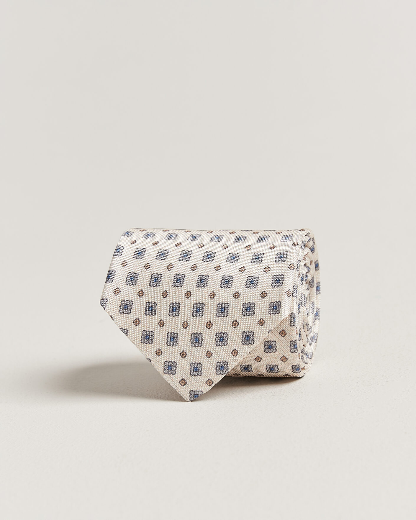Herren | Krawatten | Amanda Christensen | Silk Oxford 8cm Flower Tie Cream