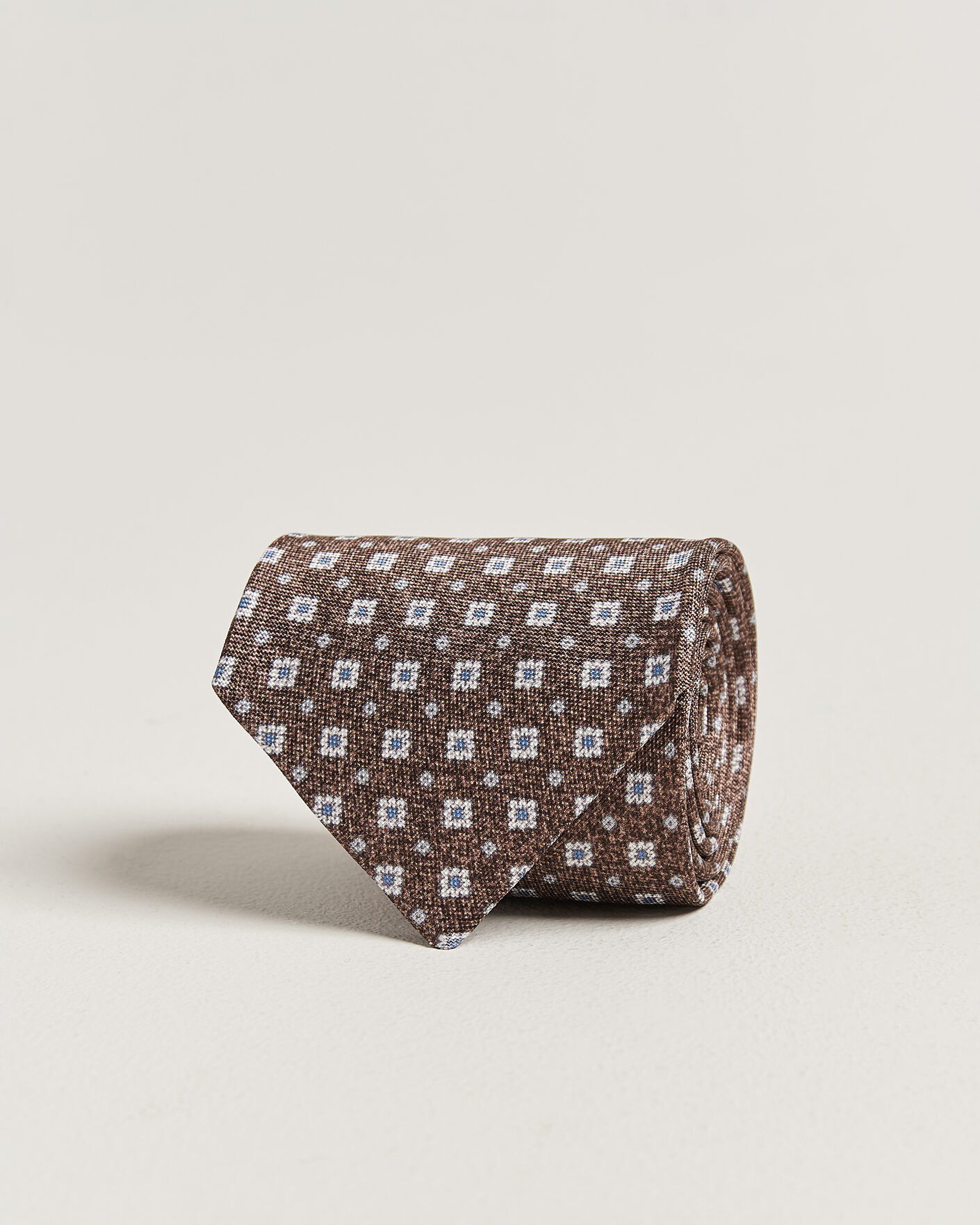 Herren | Krawatten | Amanda Christensen | Silk Oxford 8cm Flower Tie Brown