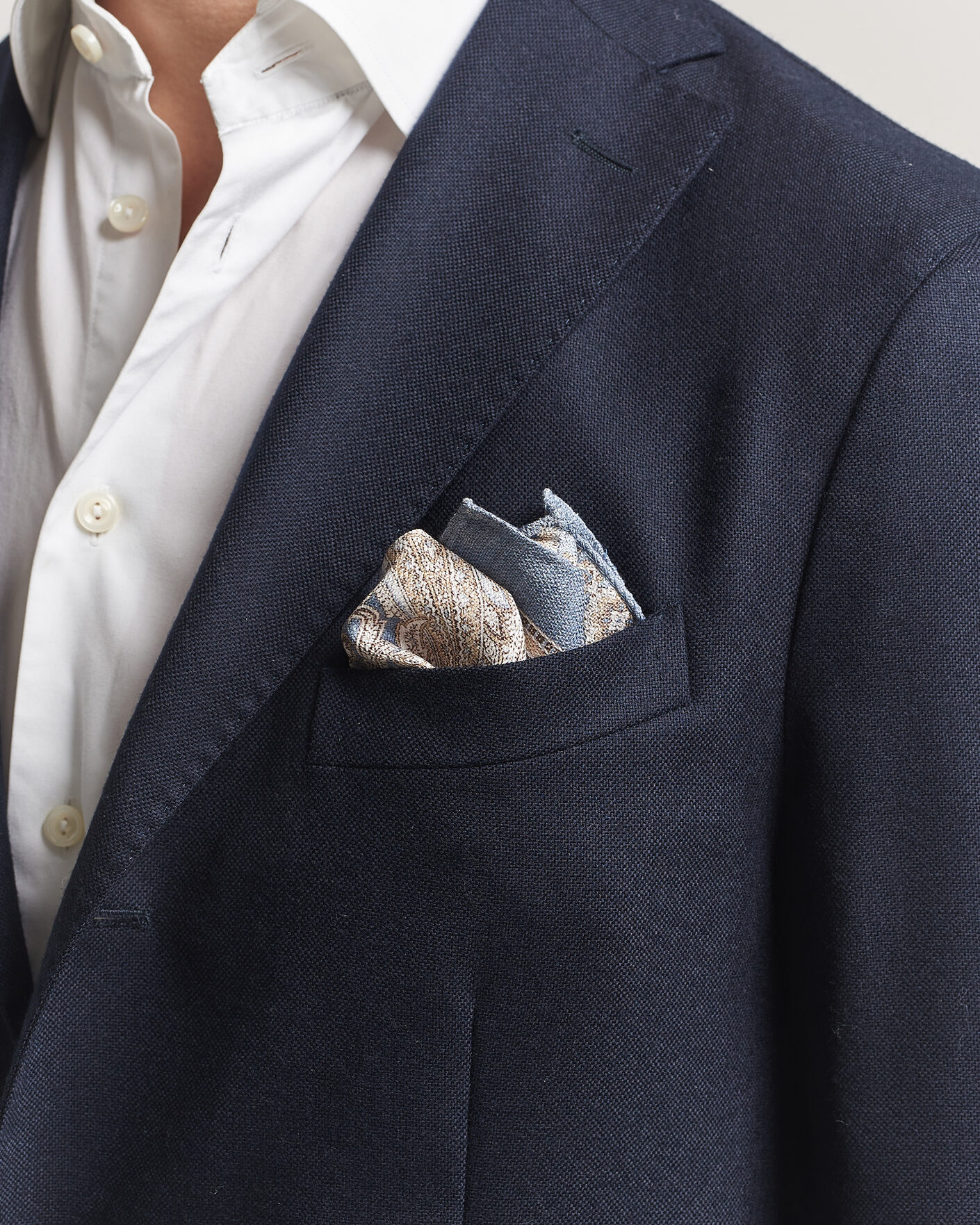 Herren | Einstecktücher | Amanda Christensen | Silk Shappe Double Faced Pocket Square Navy