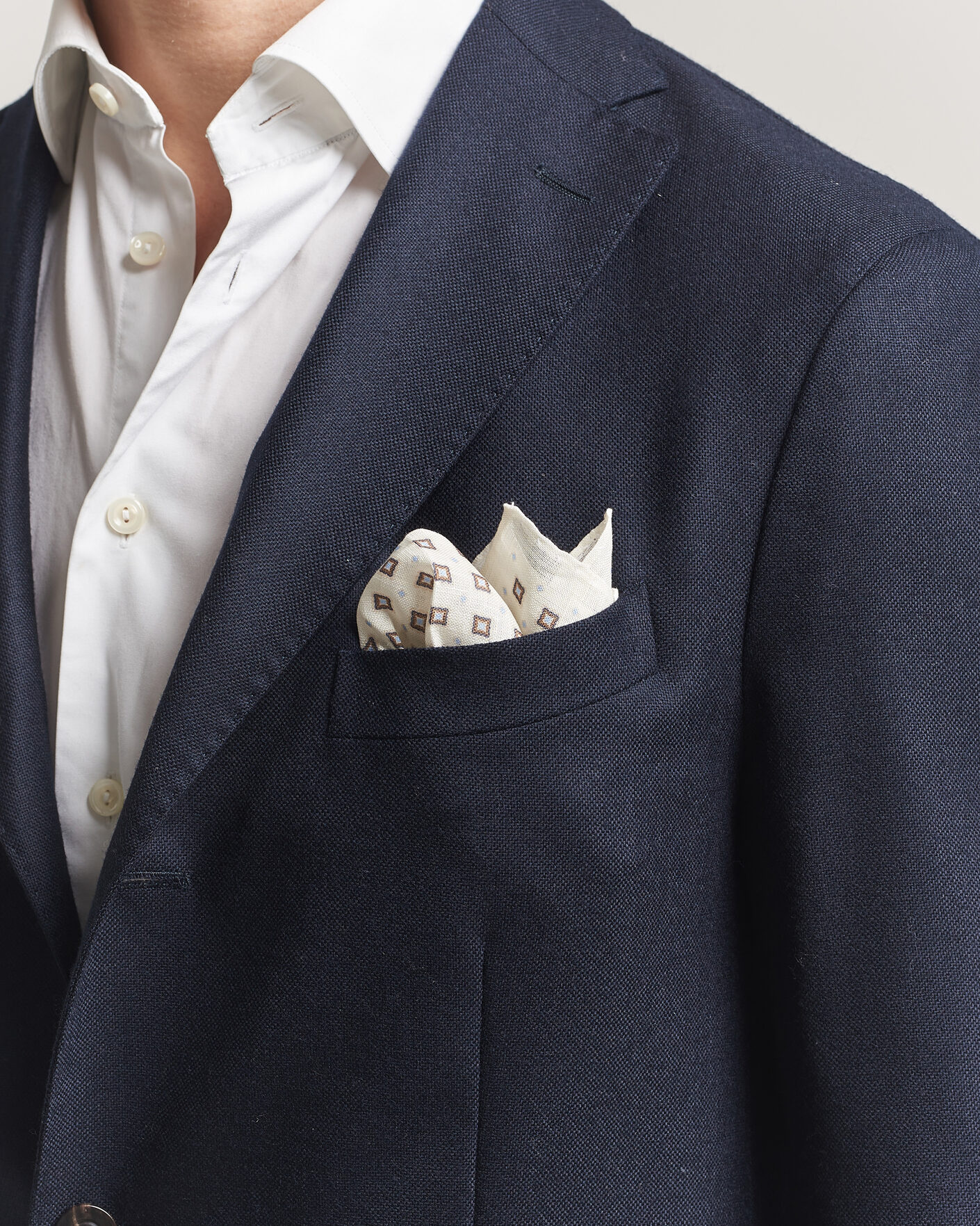 Herren | Einstecktücher | Amanda Christensen | Linen Medallion Pocket Square Cream