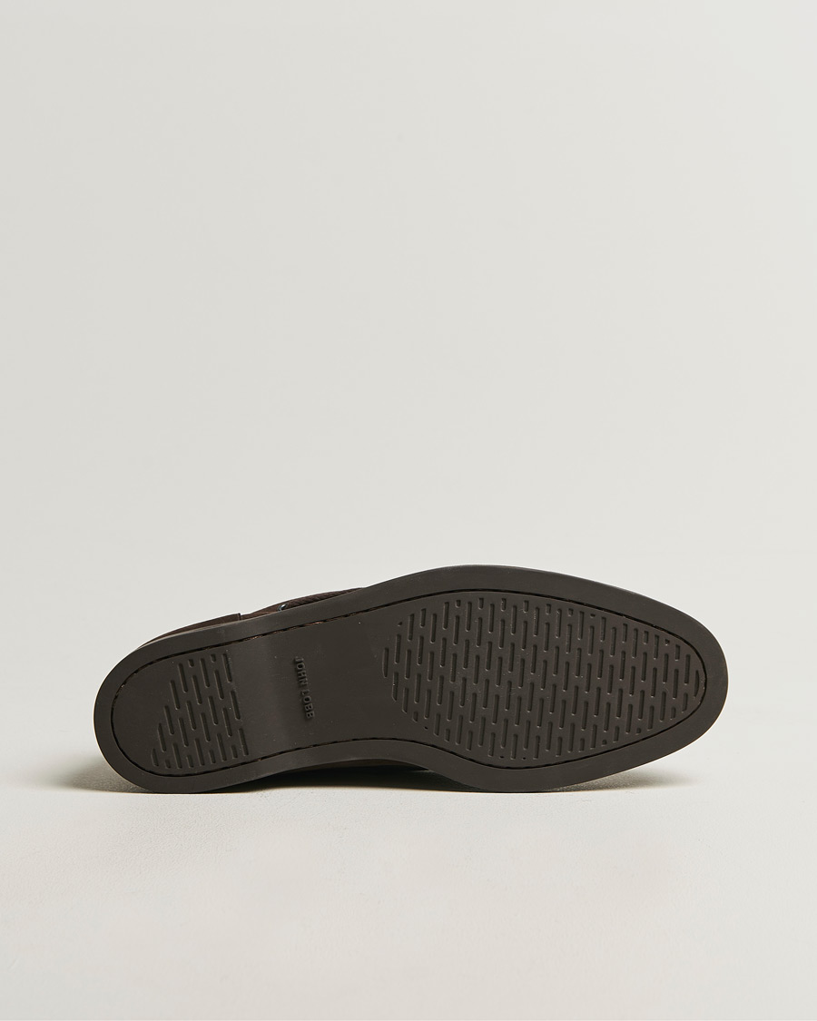 Herren | Segelschuhe | John Lobb | Foil Boat Shoes Dark Brown Nubuck