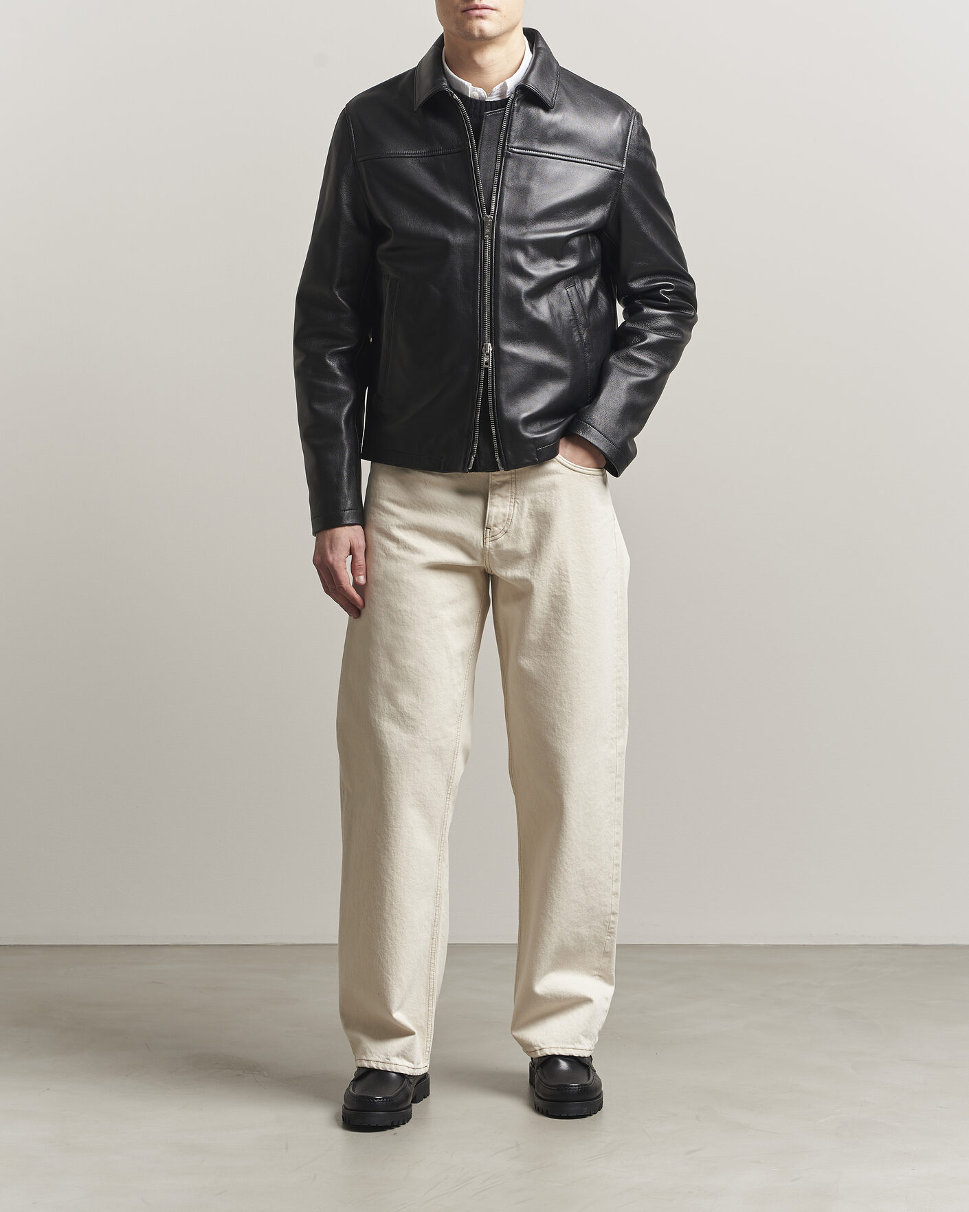 Herren | Jacken | Filippa K | Leather Coach Jacket Black