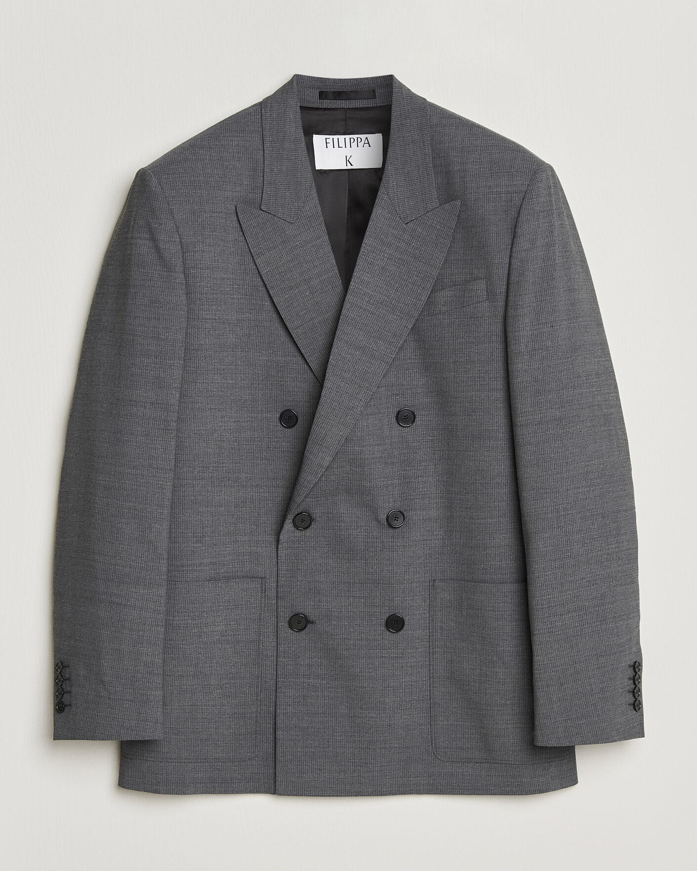 Herren | Sakkos | Filippa K | Michael Wool Pinstriped Double Breasted Blazer Mid Grey
