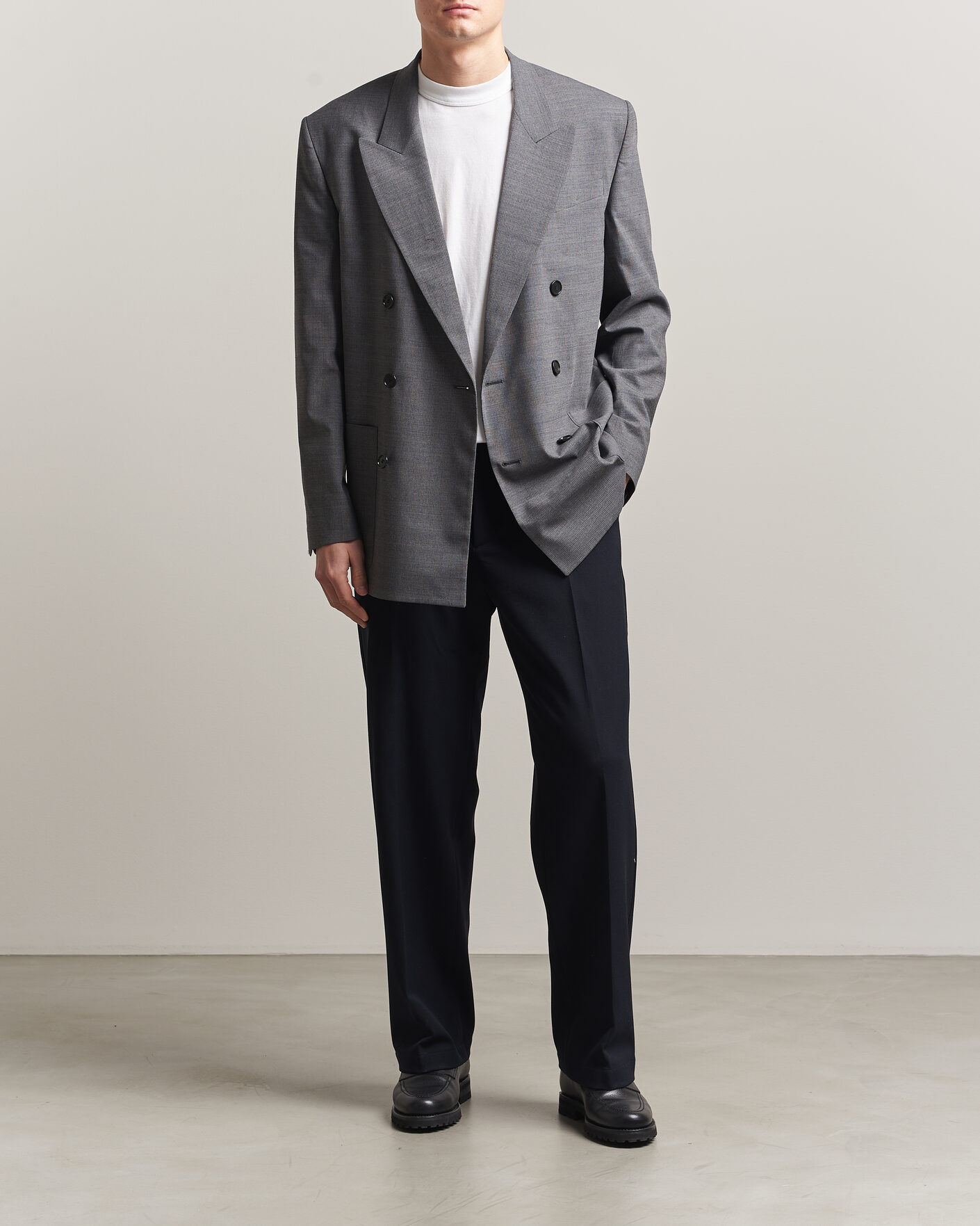 Herren | Sakkos | Filippa K | Michael Wool Pinstriped Double Breasted Blazer Mid Grey
