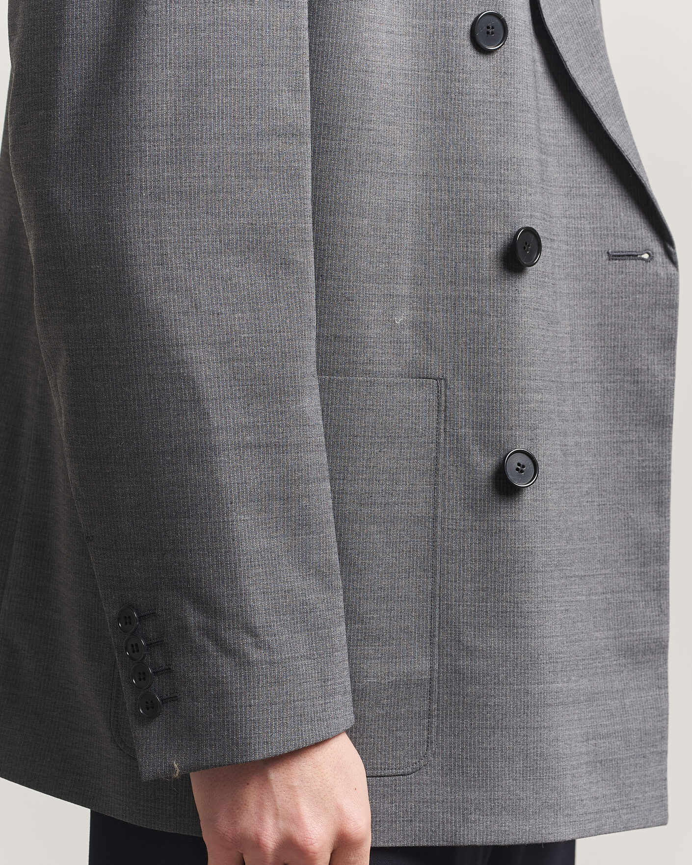 Herren | Sakkos | Filippa K | Michael Wool Pinstriped Double Breasted Blazer Mid Grey