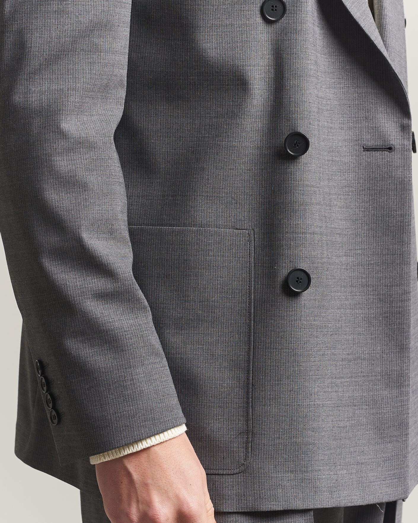 Herren | Sakkos | Filippa K | Michael Wool Pinstriped Double Breasted Blazer Mid Grey