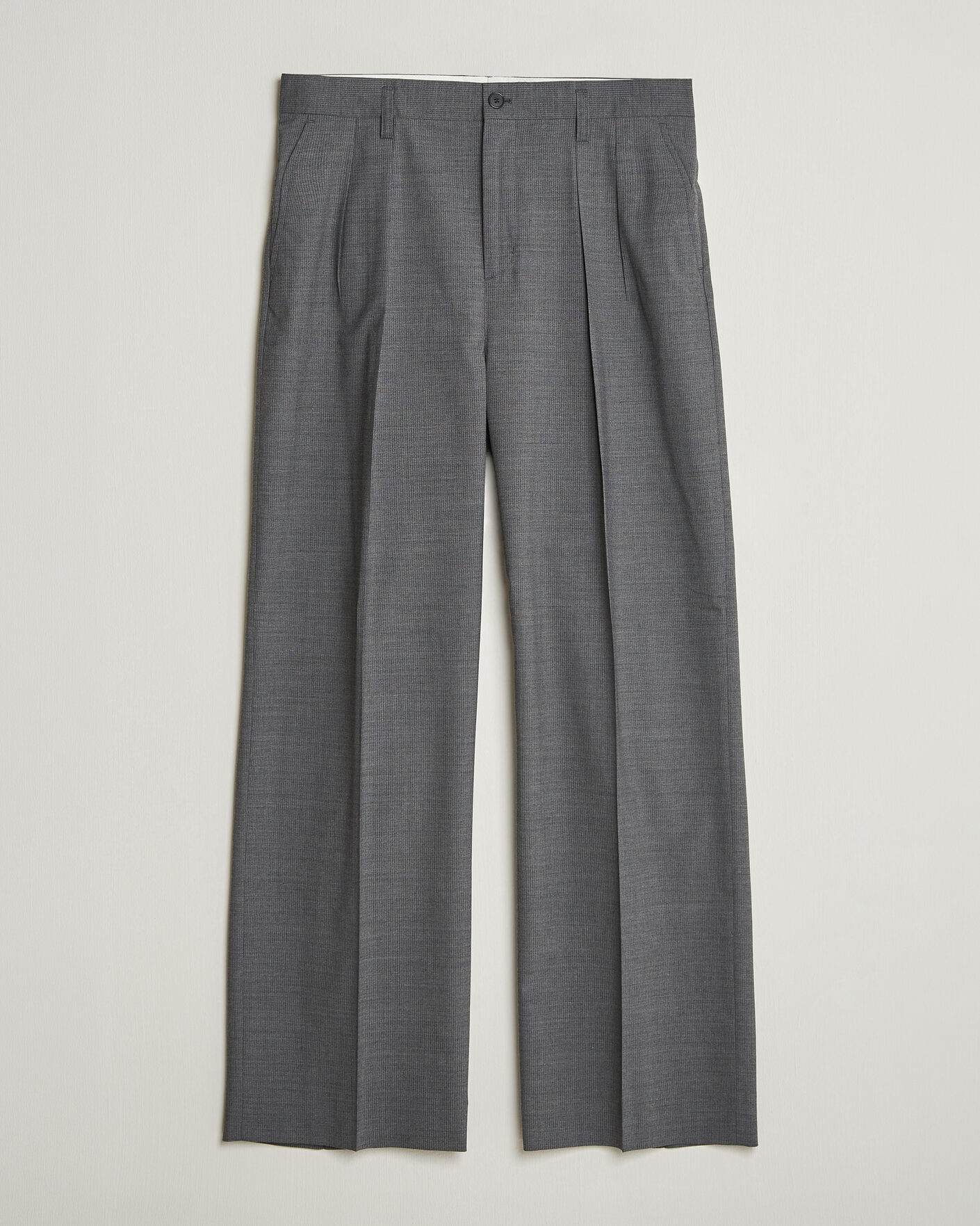 Herren | Hosen | Filippa K | Milo Wide Wool Pinstriped Trousers Mid Grey