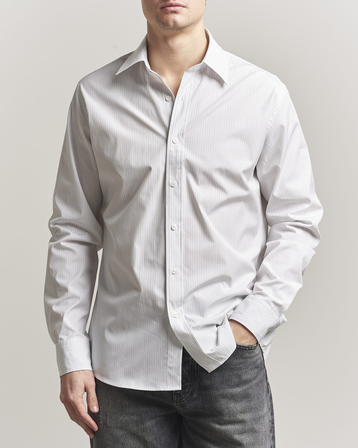 Herren | Hemden | Filippa K | Cotton Poplin Striped Shirt White/Black