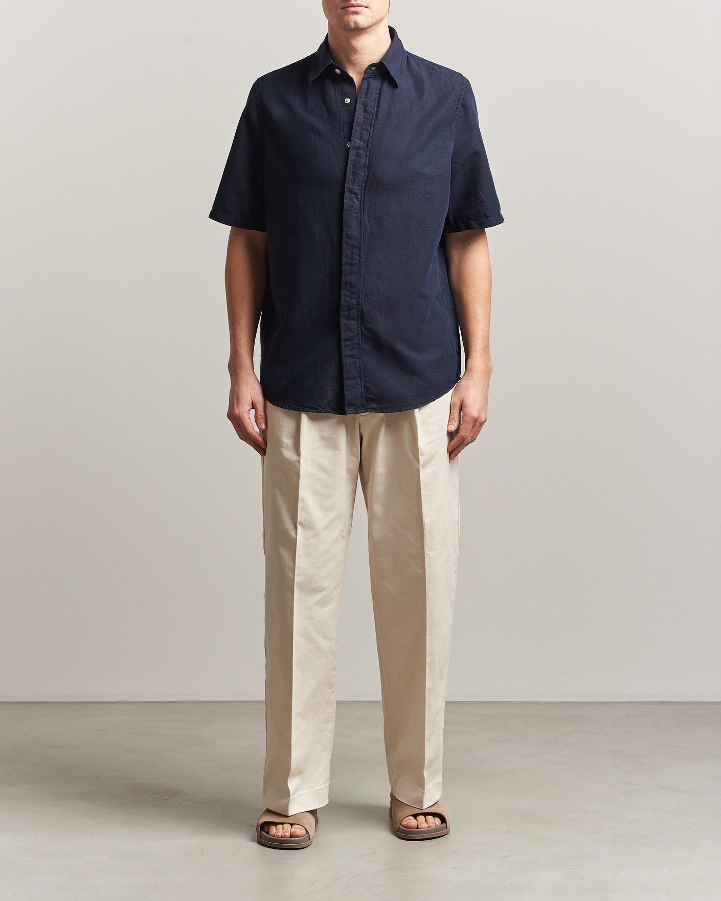 Herren | Hemden | Filippa K | Cotton/Linen Short Sleeve Shirt Navy