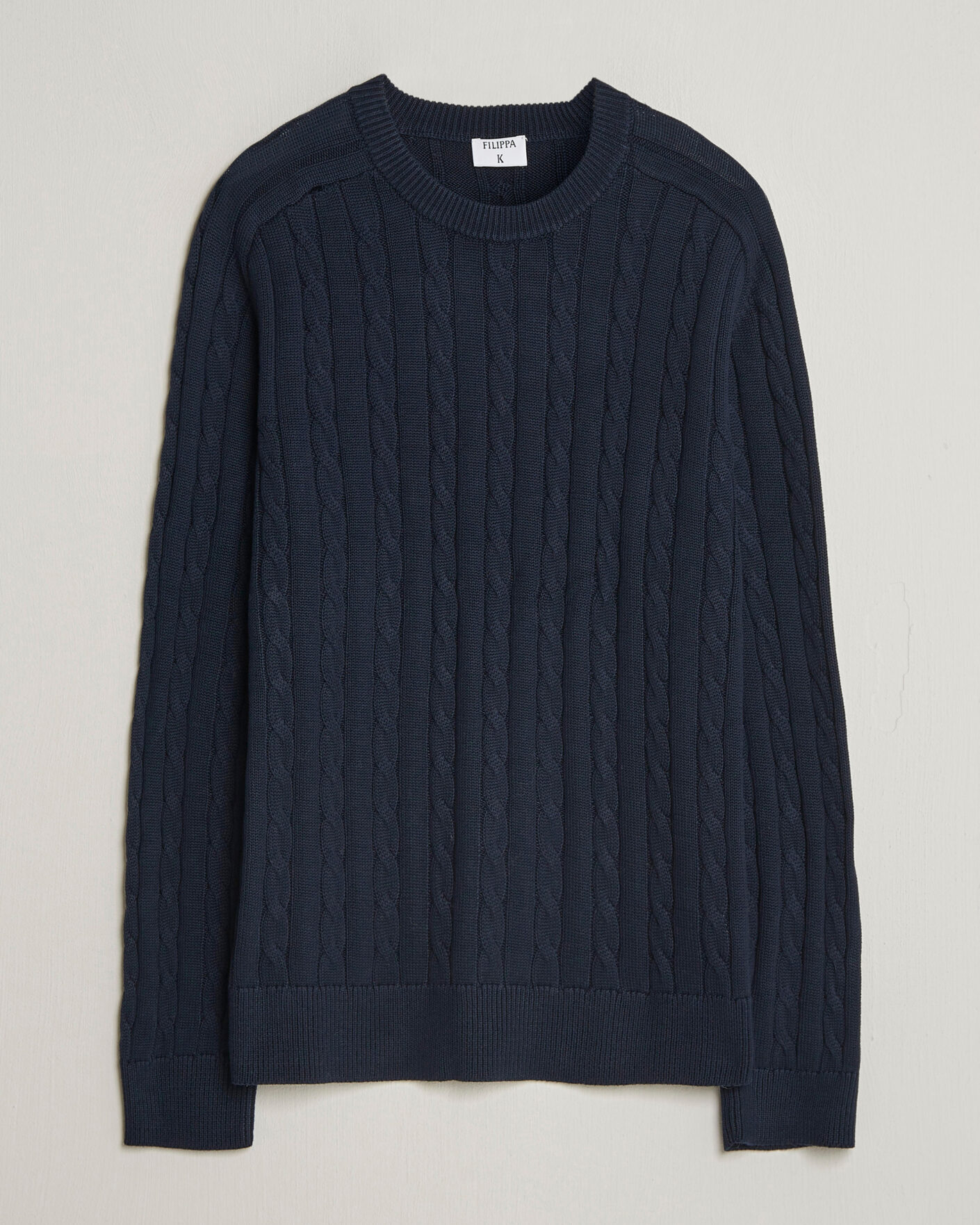 Herren | Pullover | Filippa K | Cotton Cable Crew Neck Sweater Navy