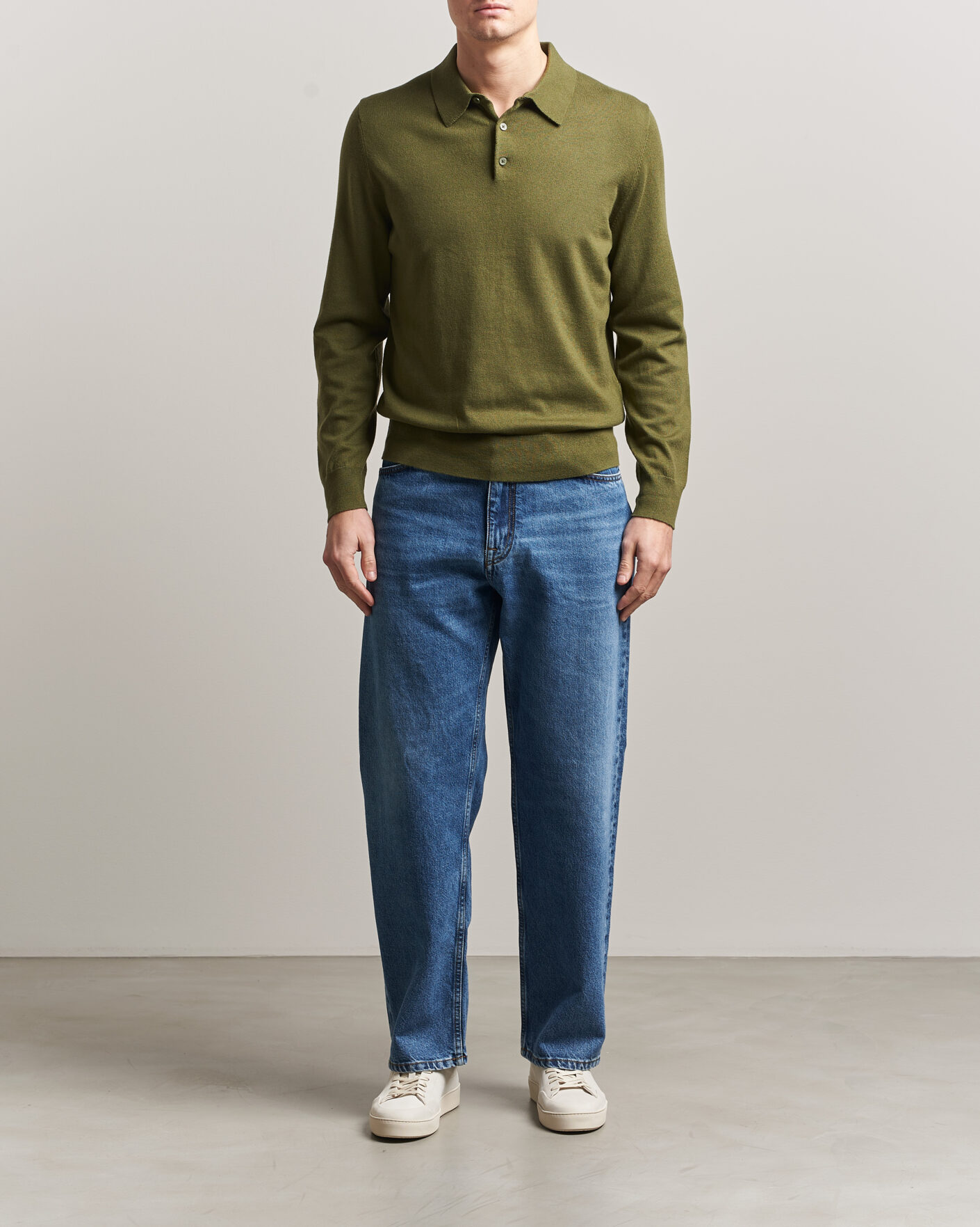 Herren | Pullover | Filippa K | Knitted Polo Shirt Laurel Green