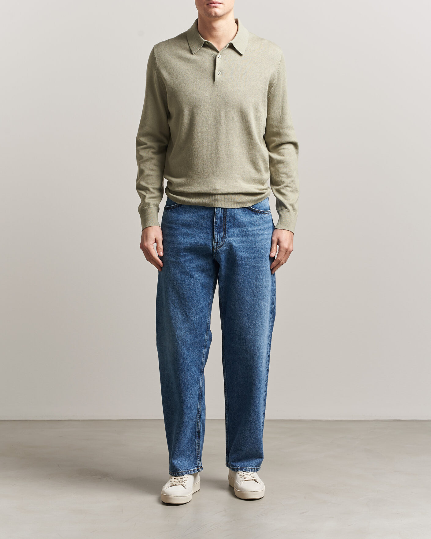 Herren | Pullover | Filippa K | Knitted Polo Shirt Light Green