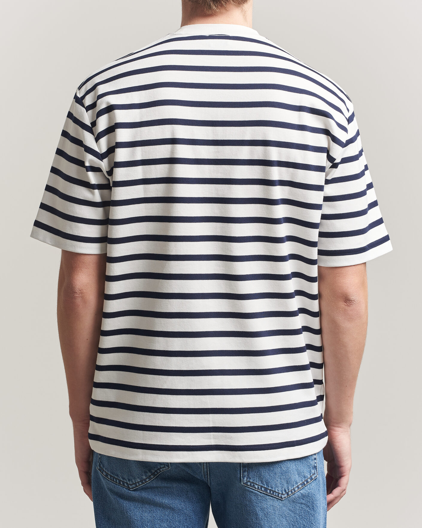 Herren | T-Shirts | Filippa K | Striped Crew Neck T-Shirt White/Navy