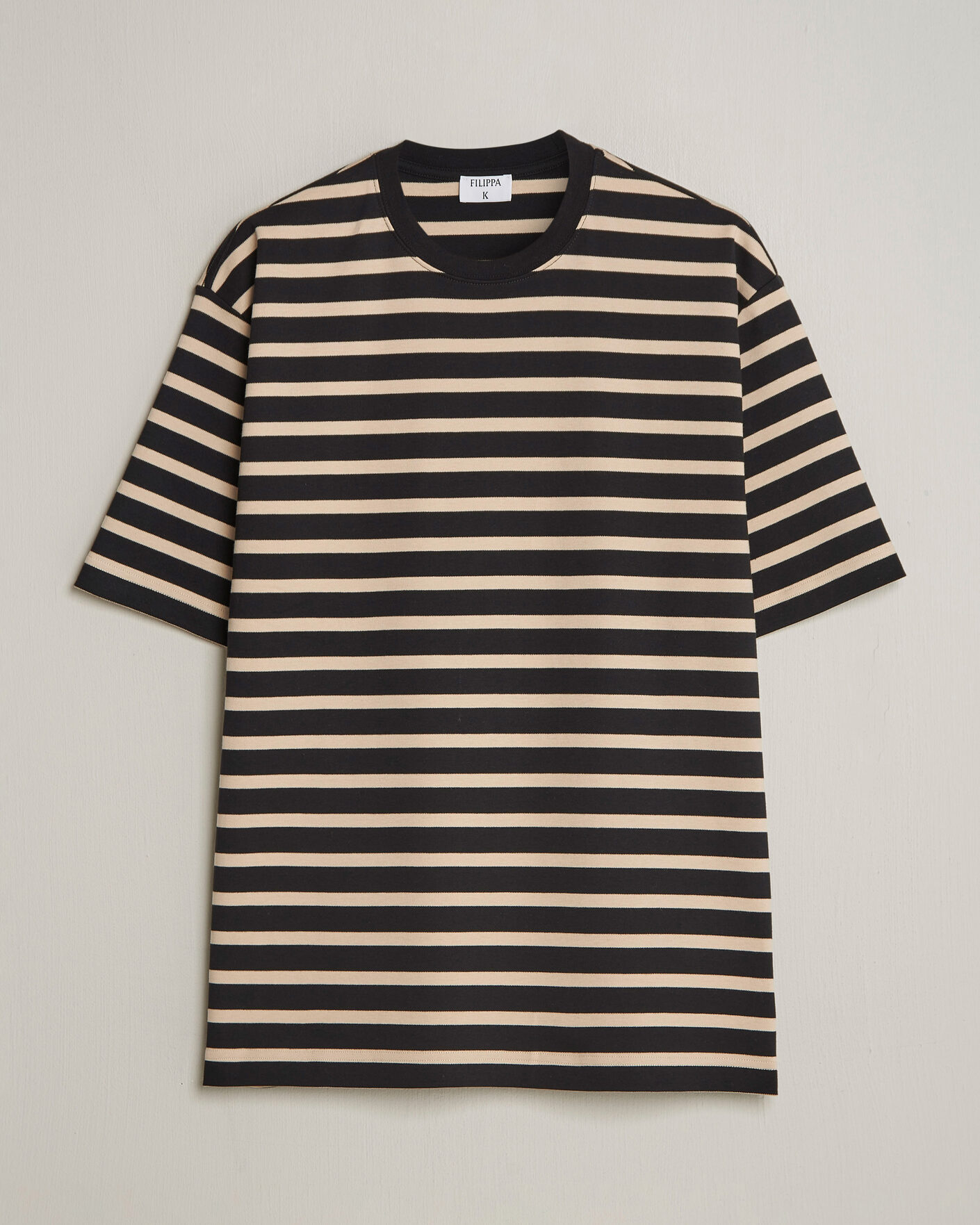 Herren | T-Shirts | Filippa K | Striped Crew Neck T-Shirt Black/Pearl