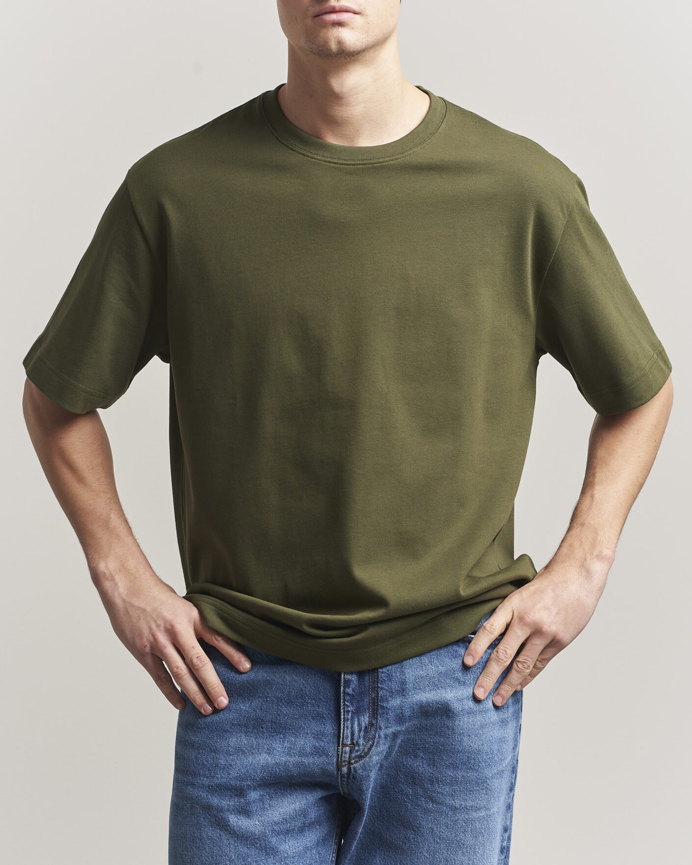 Herren | T-Shirts | Filippa K | Heavy Cotton Crew Neck T-Shirt Midnight Green