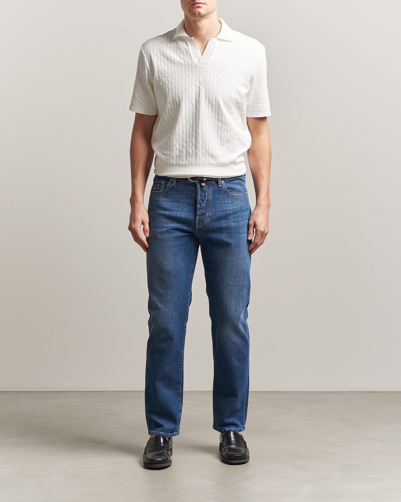 Herren | Hosen | Jacob Cohën | Edos Regular Straight Fit Stretch Jeans Mid Blue