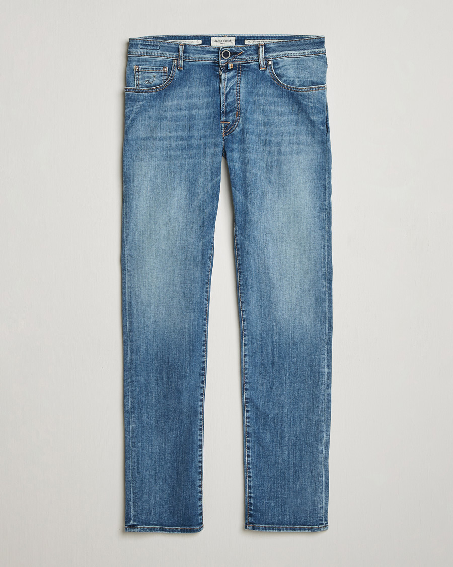 Herren | Jeans | Jacob Cohën | Bard Slim Fit Stretch Porsche Patch Jeans Mid Blue