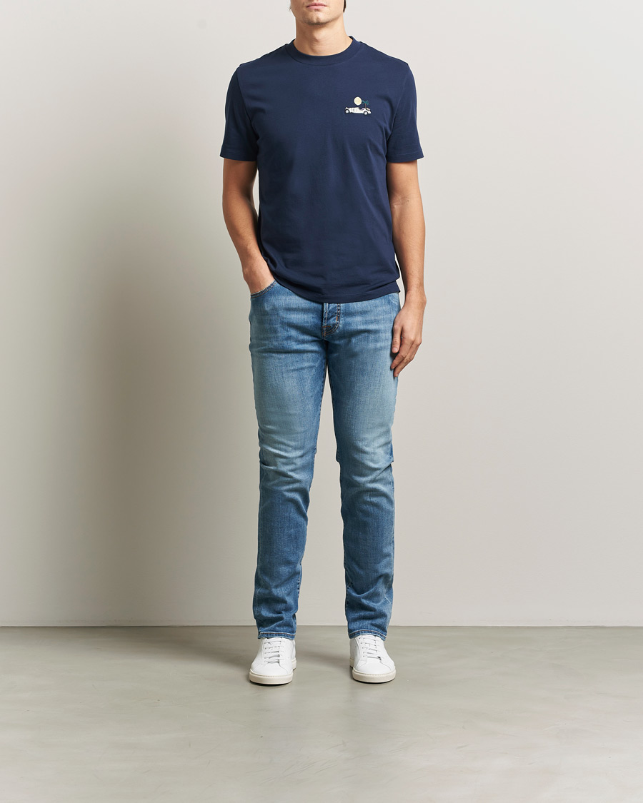 Herren | Jeans | Jacob Cohën | Bard Slim Fit Stretch Porsche Patch Jeans Mid Blue