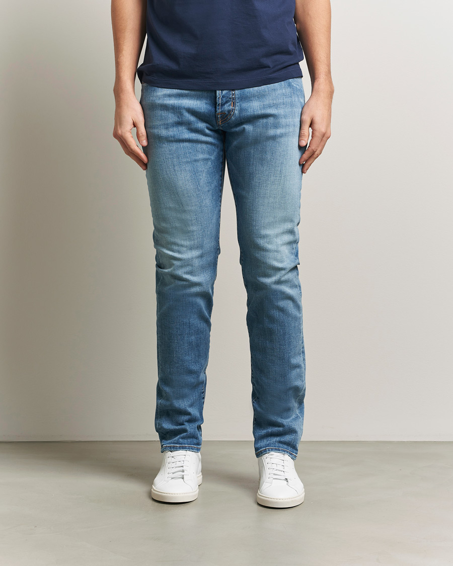 Herren | Jeans | Jacob Cohën | Bard Slim Fit Stretch Porsche Patch Jeans Mid Blue
