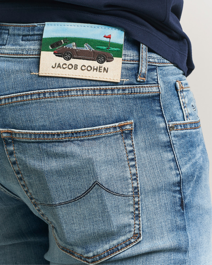 Herren | Hosen | Jacob Cohën | Bard Slim Fit Stretch Porsche Patch Jeans Mid Blue