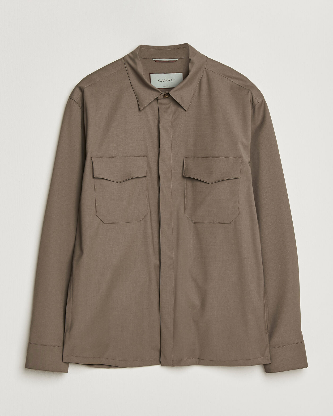 Herren | Hemden | Canali | Travel Wool Overshirt Brown