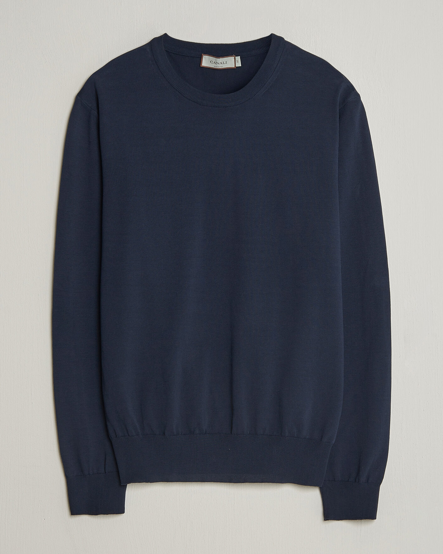 Herren | Pullover | Canali | Cotton Crew Neck Pullover Navy