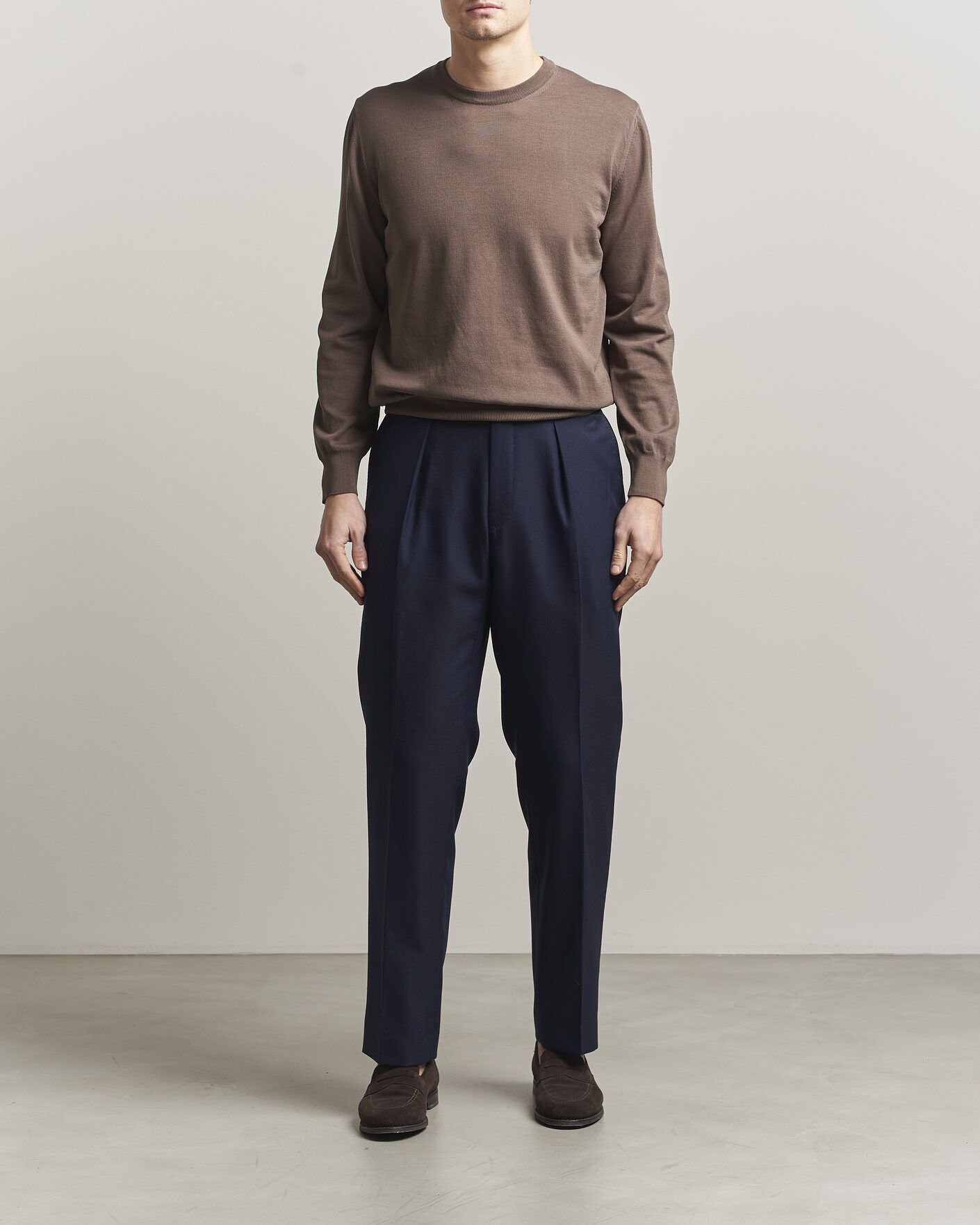 Herren | Pullover | Canali | Cotton Crew Neck Pullover Brown