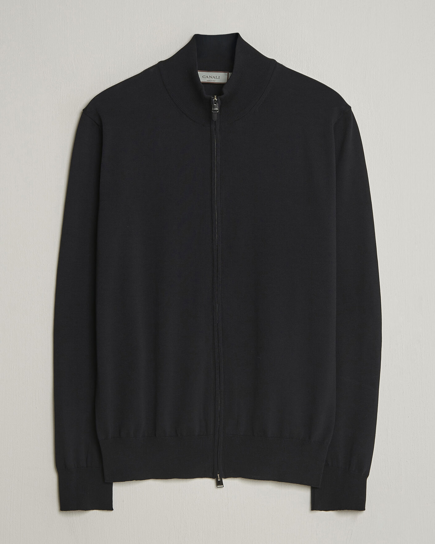 Herren | Pullover | Canali | Cotton Full Zip Black