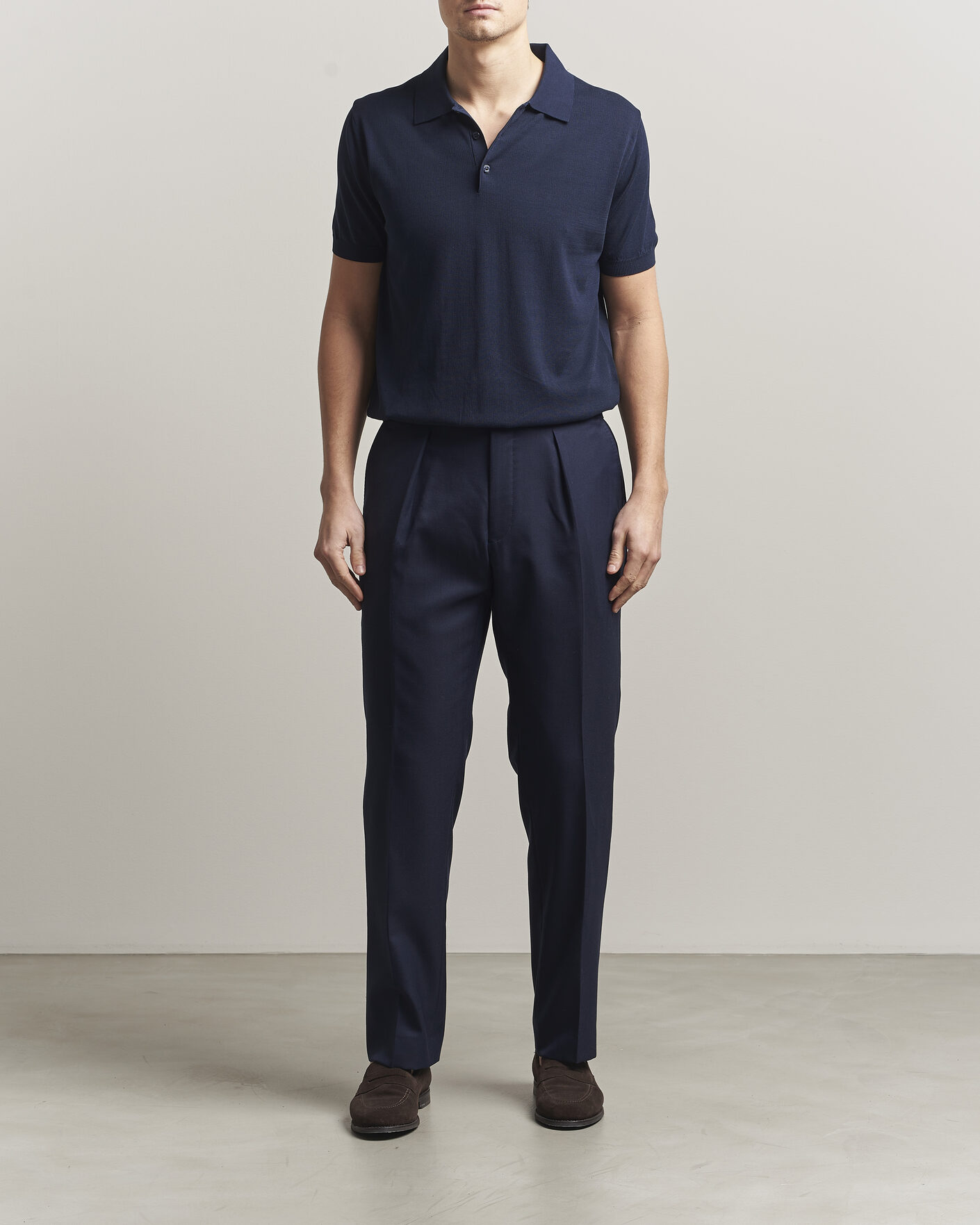 Herren | Poloshirts | Canali | Cotton Short Sleeve Polo Navy