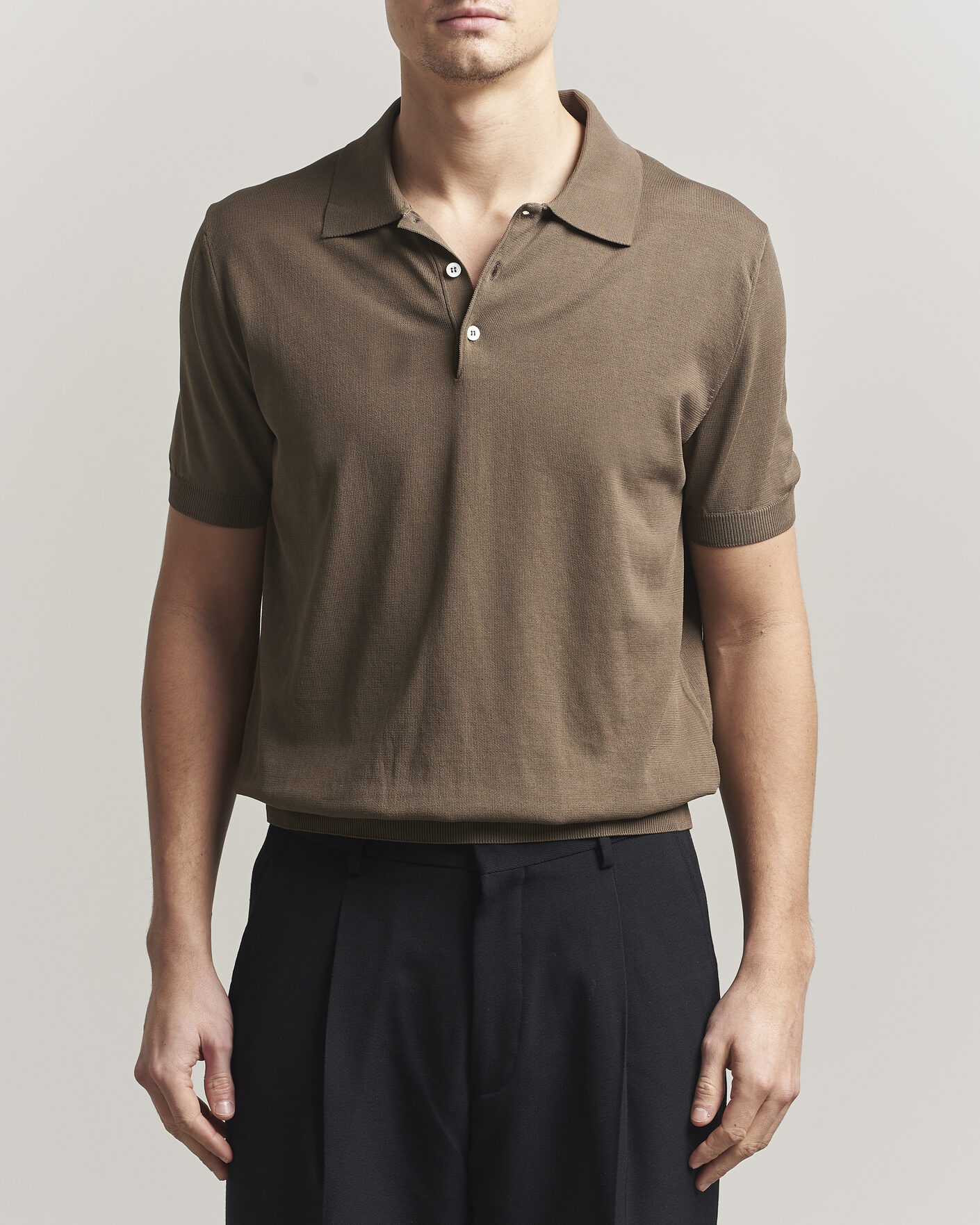 Herren | Poloshirts | Canali | Cotton Short Sleeve Polo Brown
