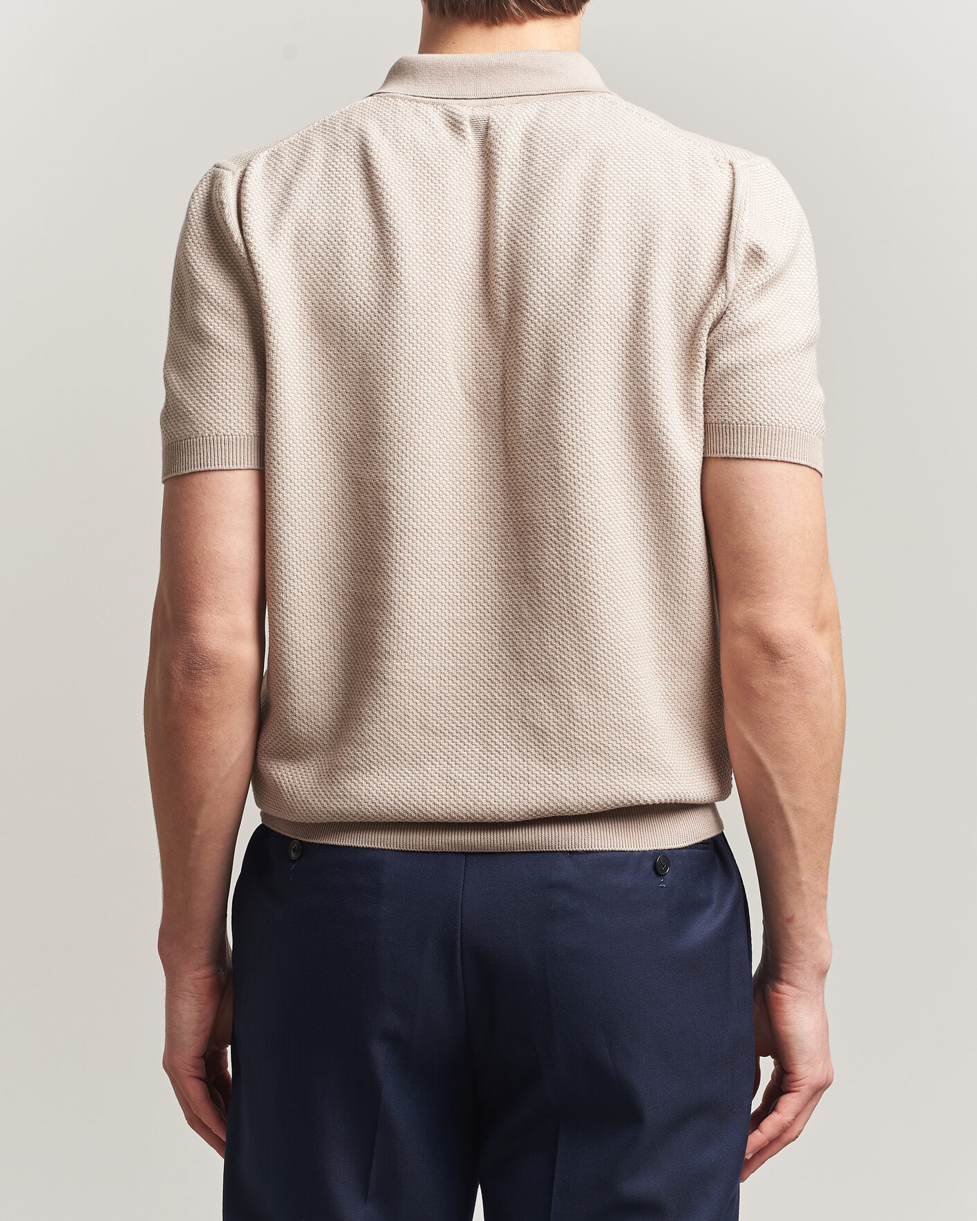 Herren | Poloshirts | Canali | Textured Knit Short Sleeve Polo Light Beige