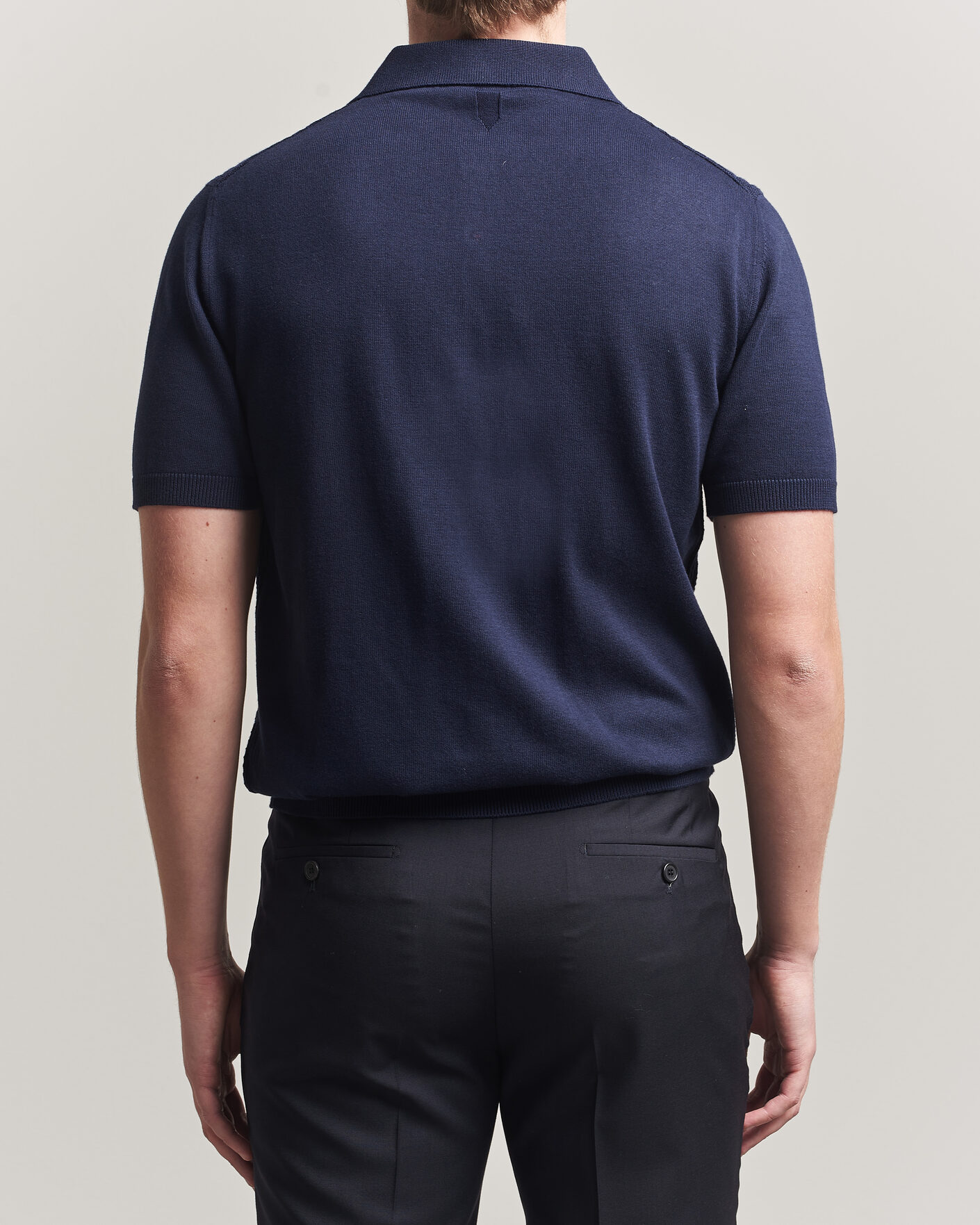 Herren | Poloshirts | Canali | Jacquard Short Sleeve Polo Navy