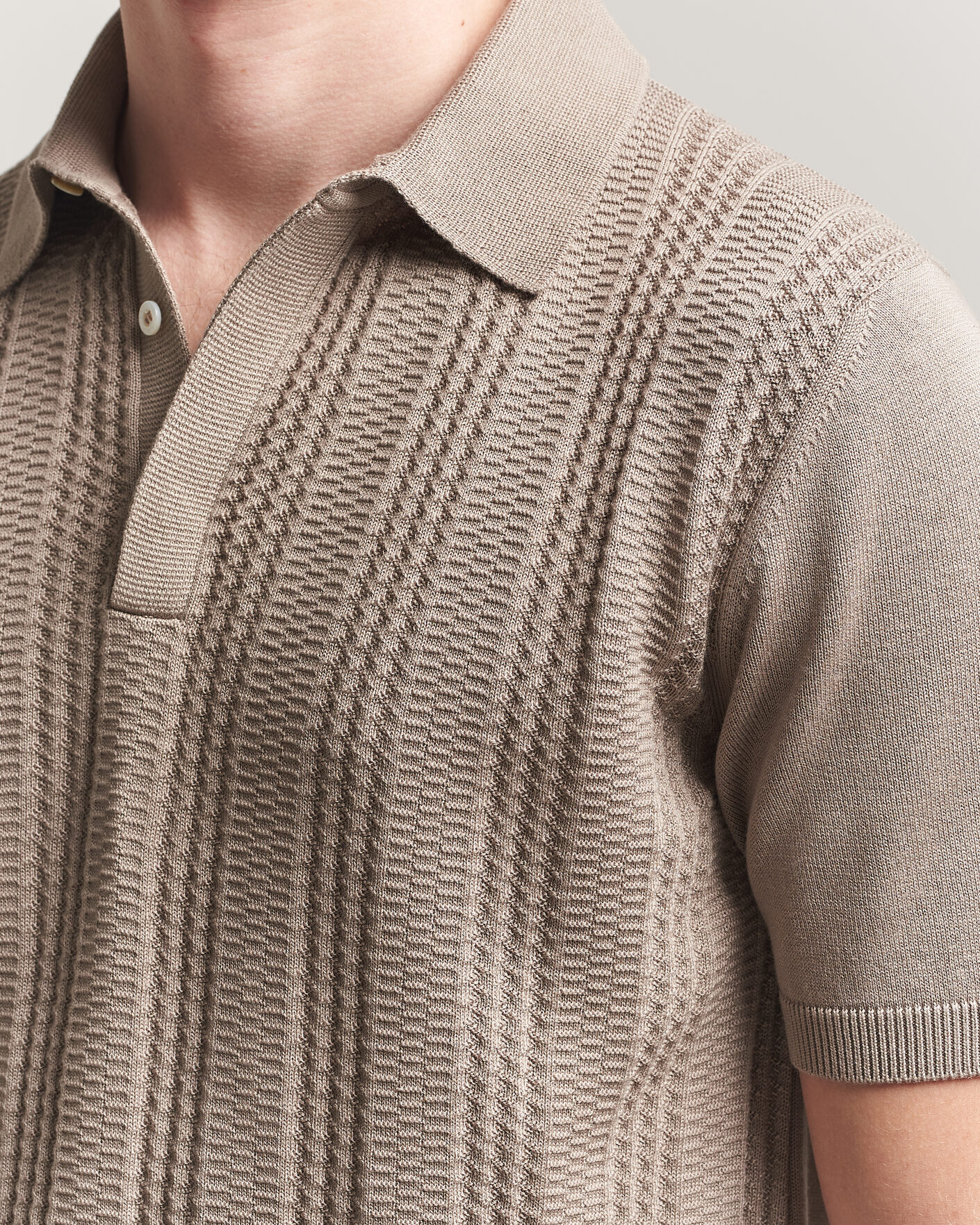Herren | Poloshirts | Canali | Jacquard Short Sleeve Polo Beige