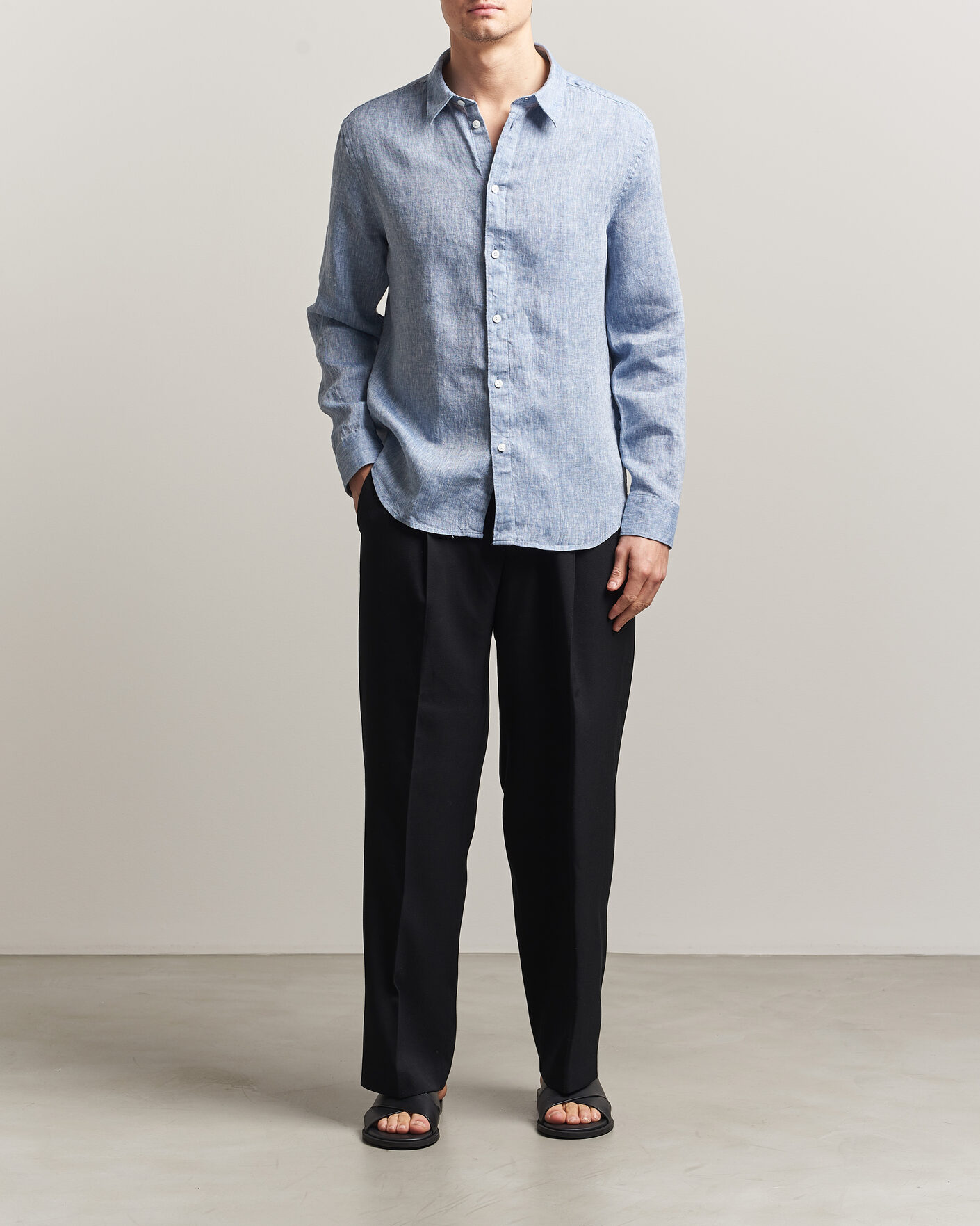 Herren | Hemden | J.Lindeberg | Marlon Linen Melange Shirt Federal Blue