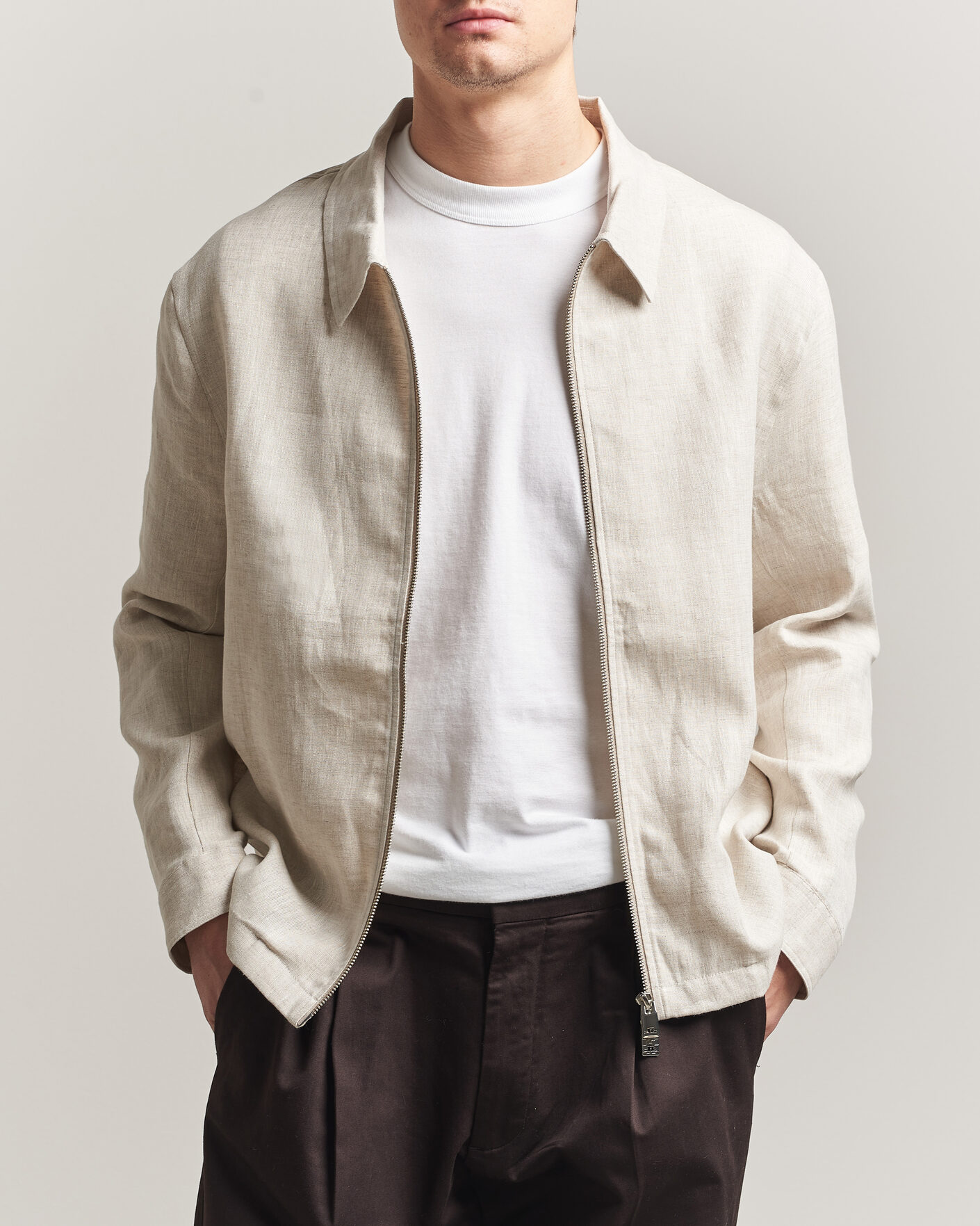 Herren | Hemden | J.Lindeberg | Julius Drape Linen Overshirt Moonbeam