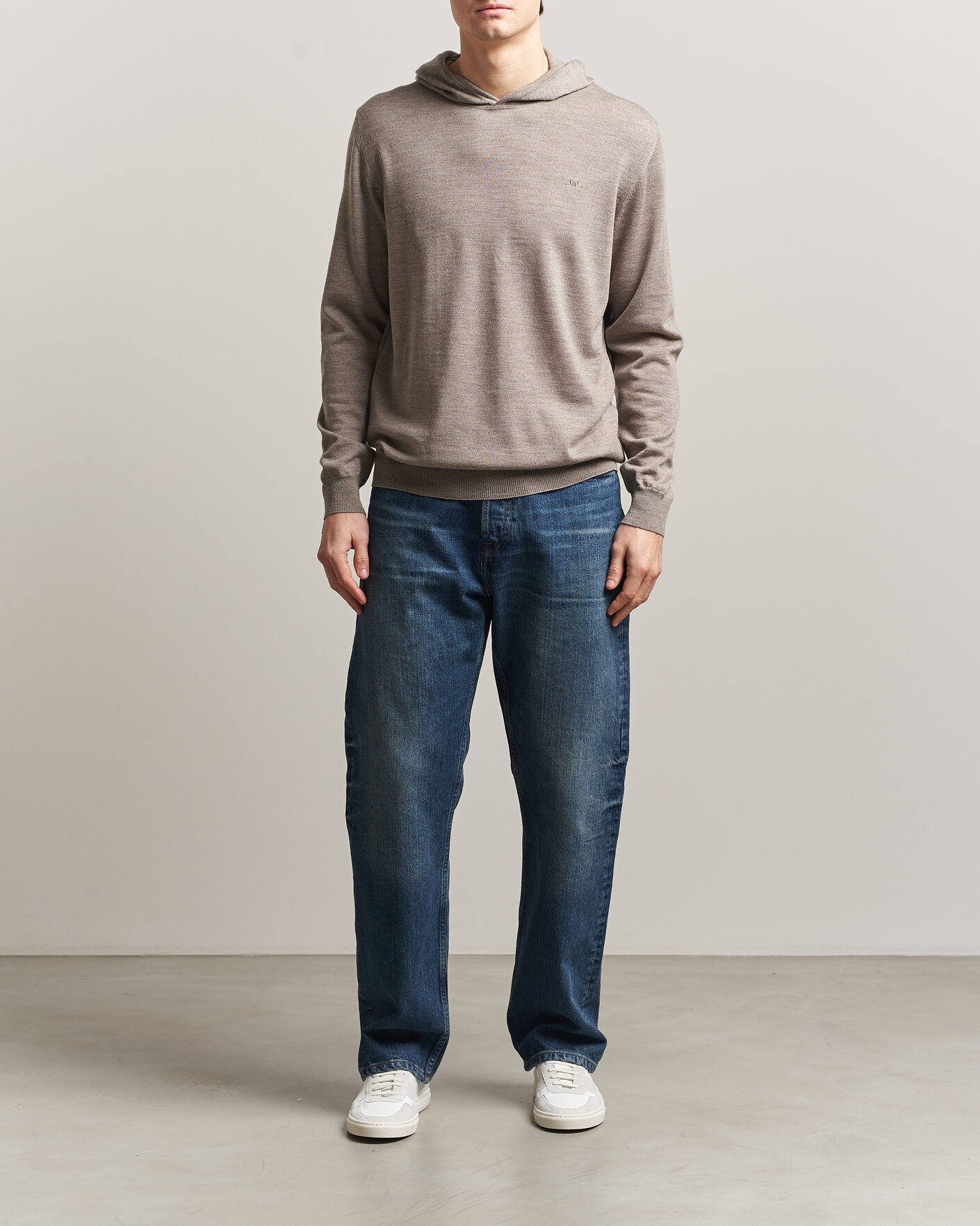 Herren | Pullover | J.Lindeberg | Karl Merino Hoodie Brindle Melange