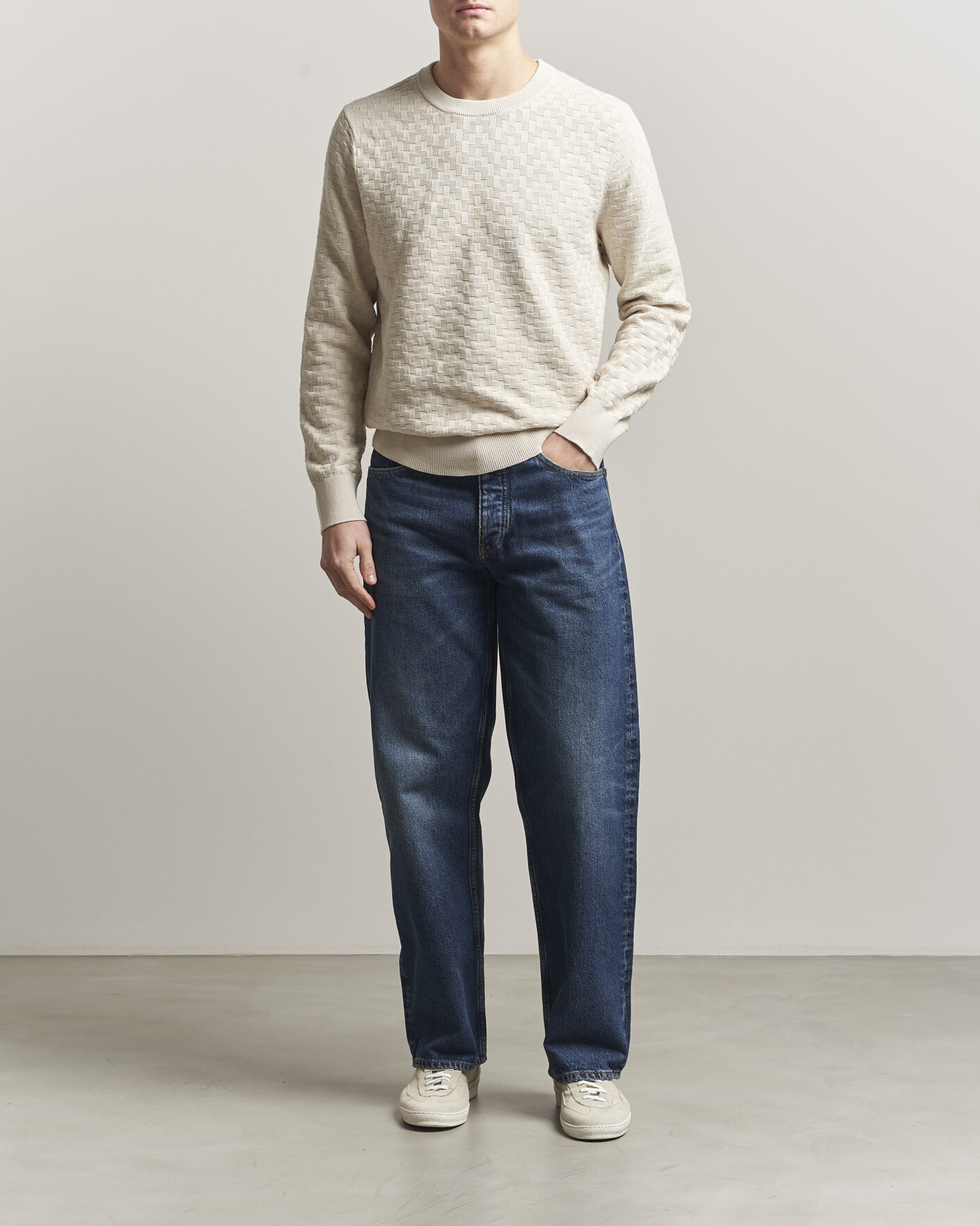 Herren | Pullover | J.Lindeberg | Arthur Knit Cotton Sweater Moonbeam