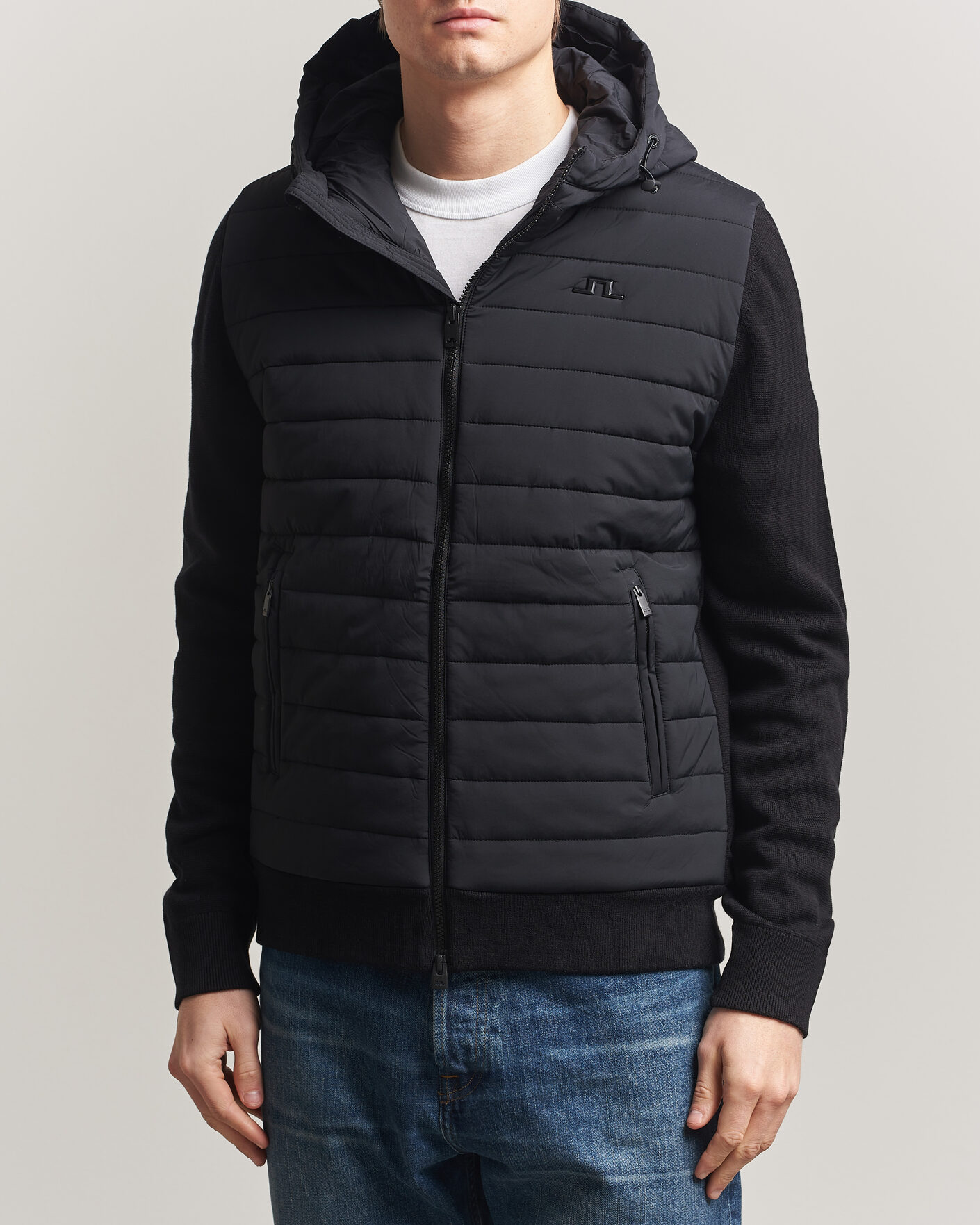 Herren | Jacken | J.Lindeberg | Ebbe Hybrid Knit Hoodie Black