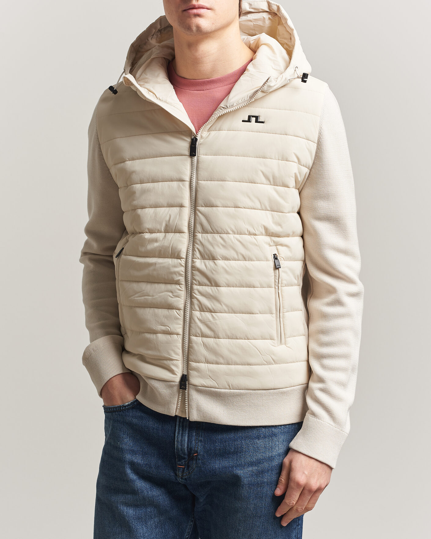 Herren | Jacken | J.Lindeberg | Ebbe Hybrid Knit Hoodie Moonbeam