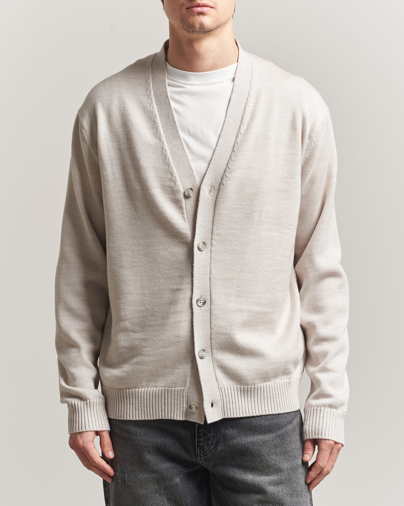 Herren | Pullover | J.Lindeberg | Jared Merino Cardigan Moonbeam Melange