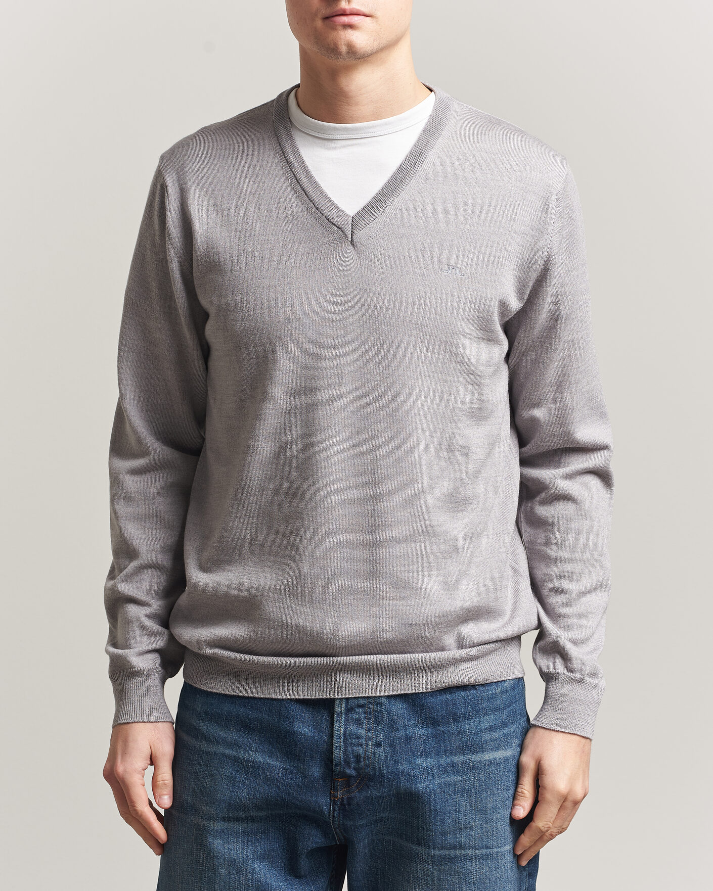 Herren | Pullover | J.Lindeberg | Lymann Merino V-Neck Pullover Light Grey Melange
