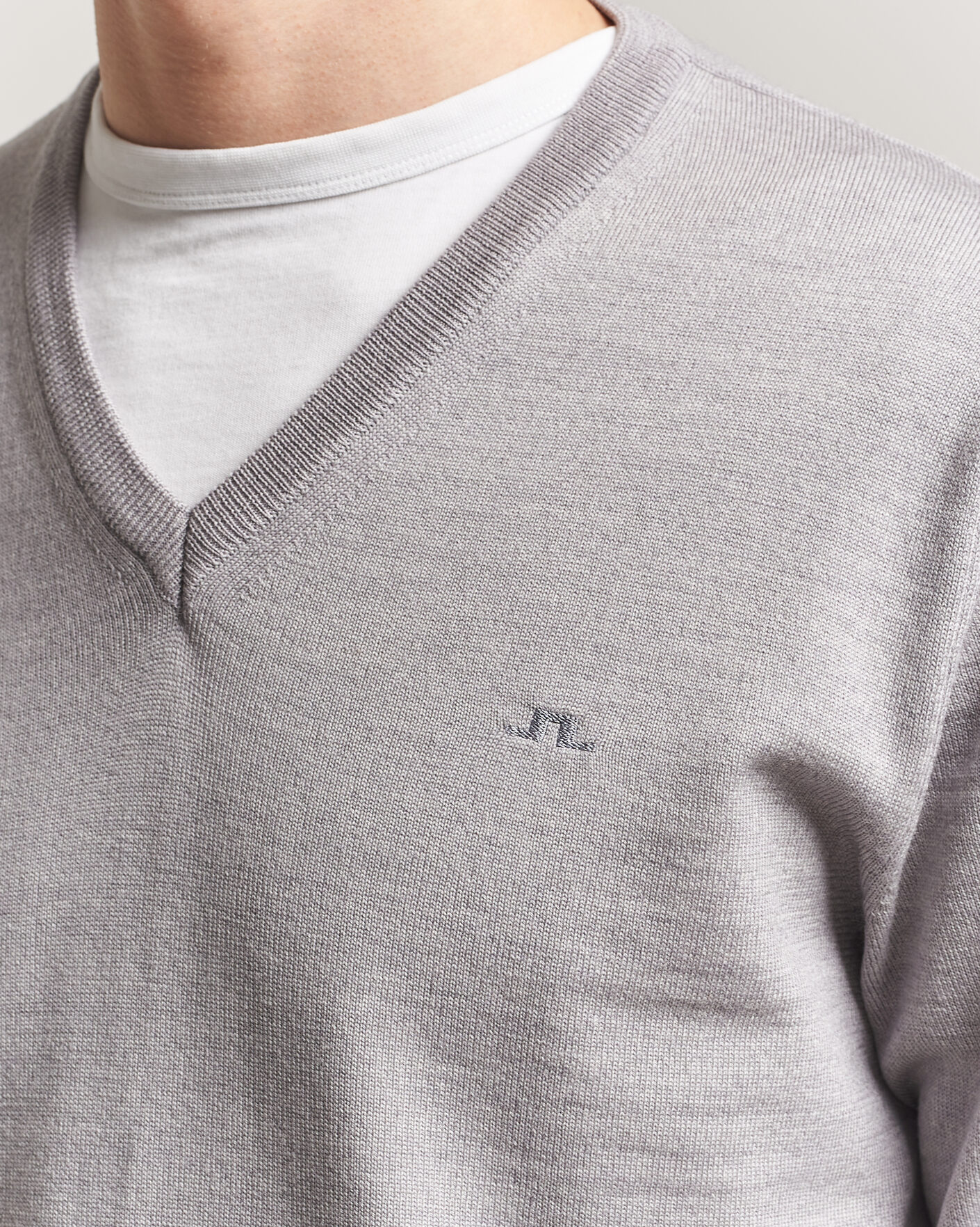 Herren | Pullover | J.Lindeberg | Lymann Merino V-Neck Pullover Light Grey Melange