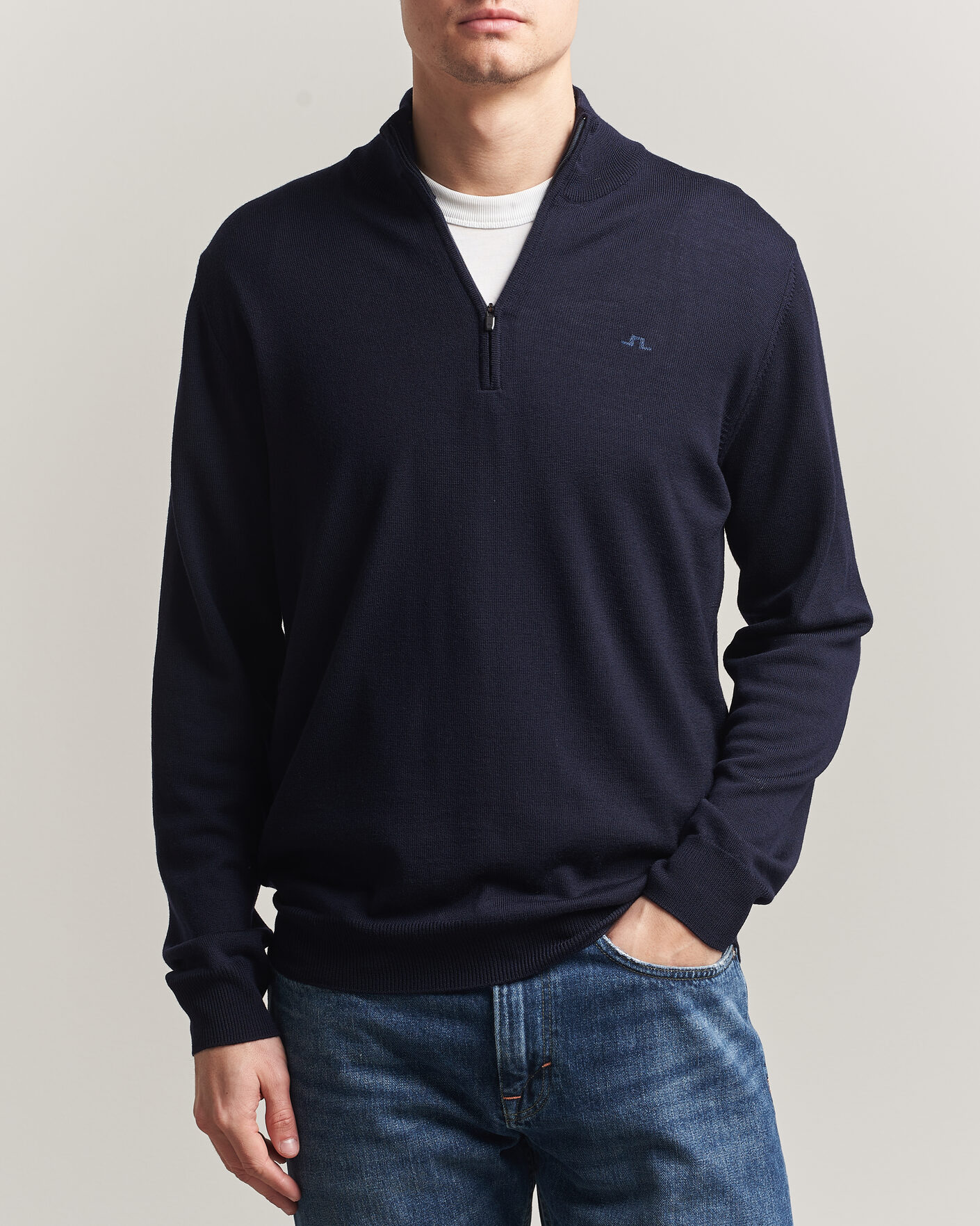 Herren | Pullover | J.Lindeberg | Kiyan Merino Half Zip JL Navy