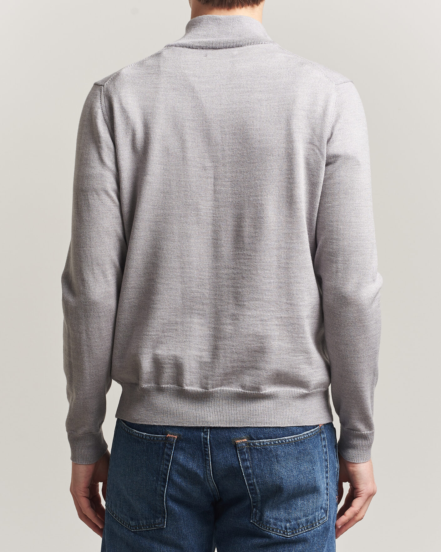 Herren | Pullover | J.Lindeberg | Kiyan Merino Half Zip Light Grey Melange