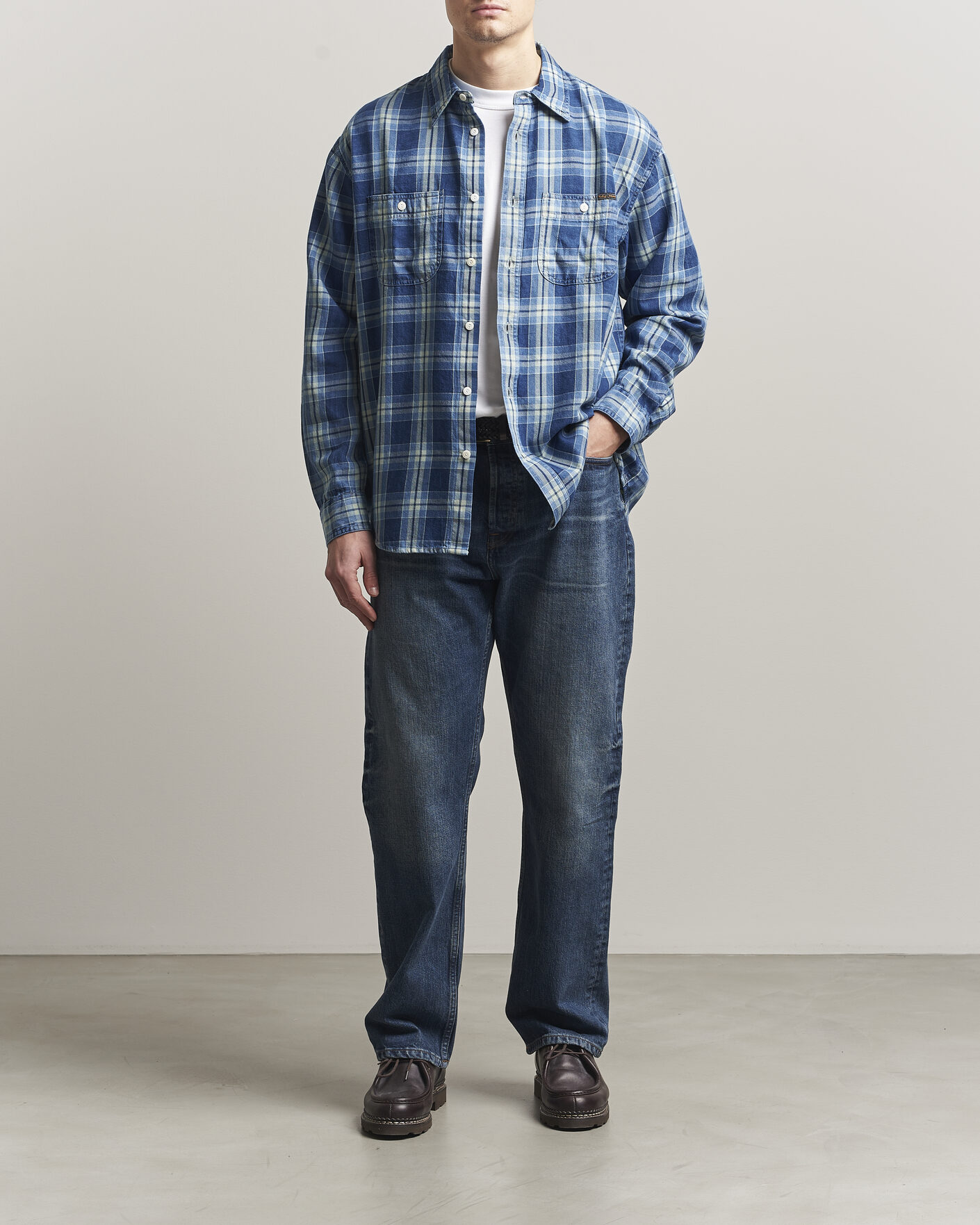 Herren | Hemden | Nudie Jeans | Julian Checked Worker Shirt Indigo