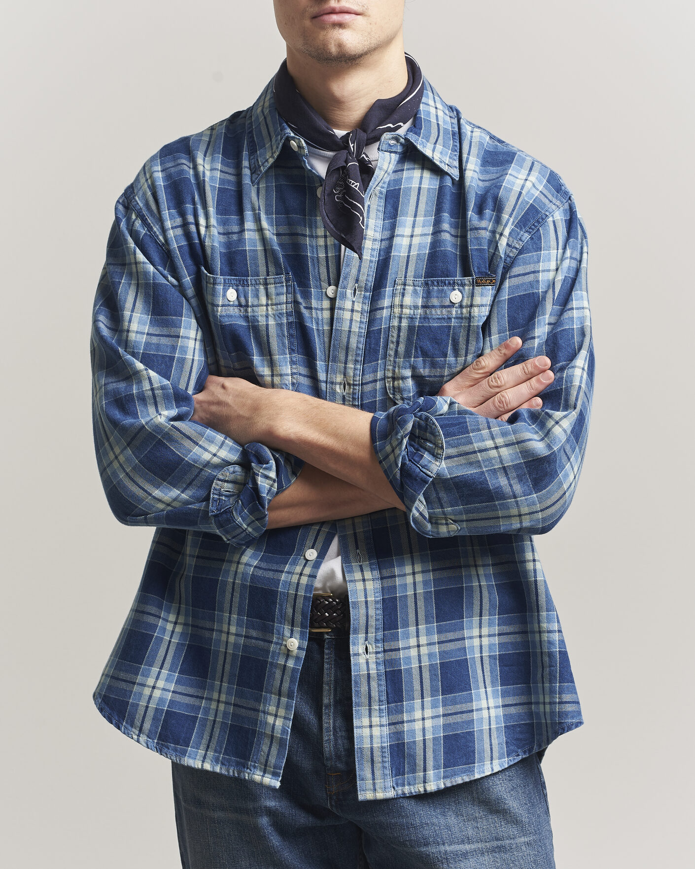 Herren | Hemden | Nudie Jeans | Julian Checked Worker Shirt Indigo
