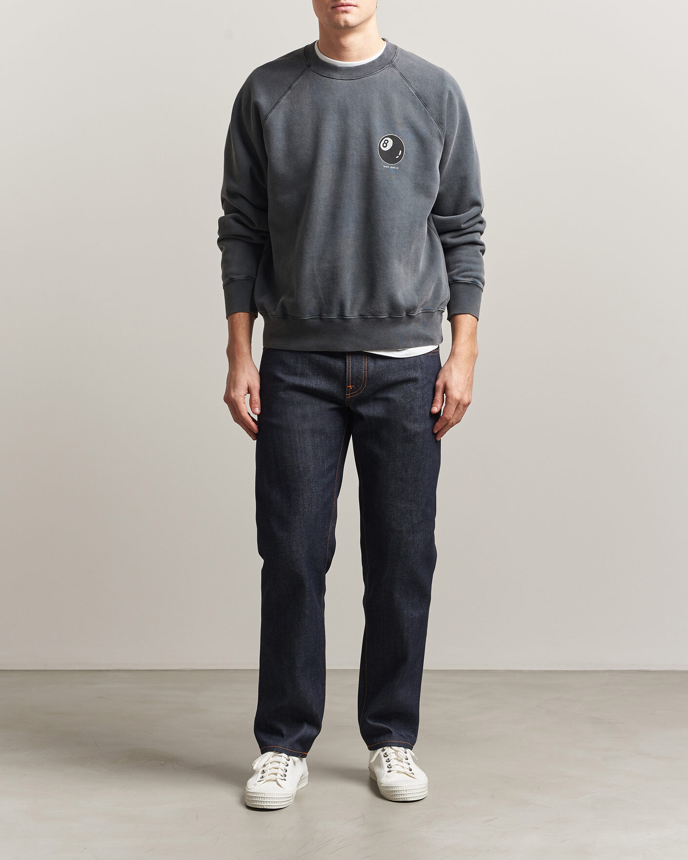 Herren | Pullover | Nudie Jeans | Palle Printed Crew Neck Sweatshirt Antracite