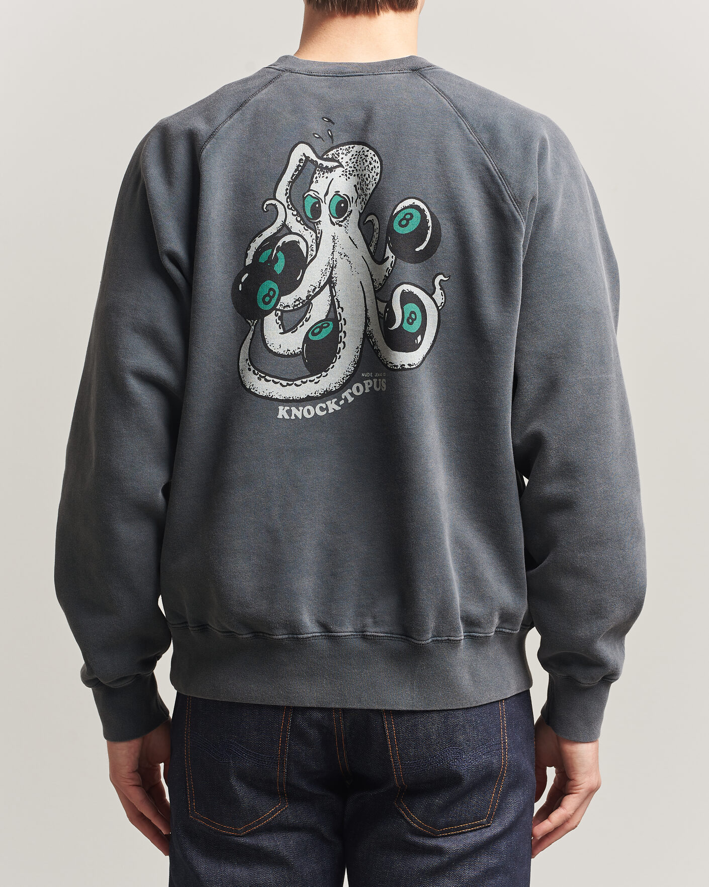 Herren | Pullover | Nudie Jeans | Palle Printed Crew Neck Sweatshirt Antracite