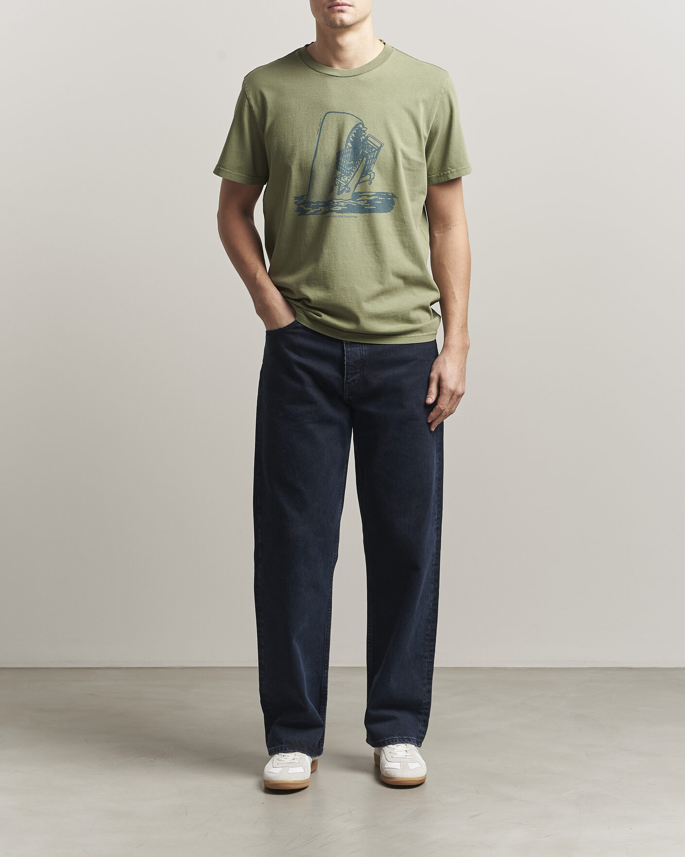 Herren | T-Shirts | Nudie Jeans | Roy Printed T-Shirt Green