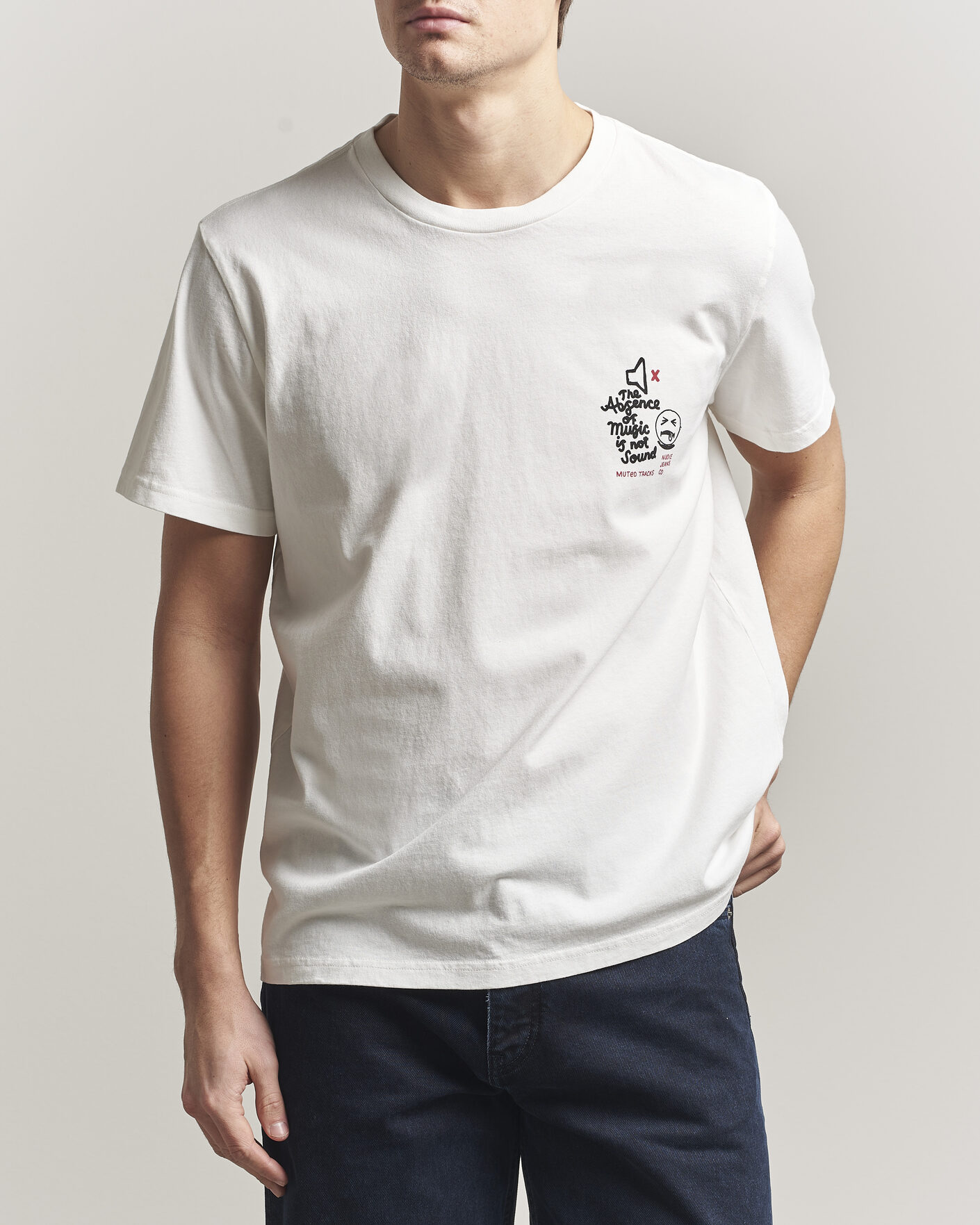 Herren | T-Shirts | Nudie Jeans | Roy Printed T-Shirt Chalk White